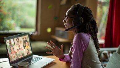 Afro-caribbean woman working from home during the Covid lockdown