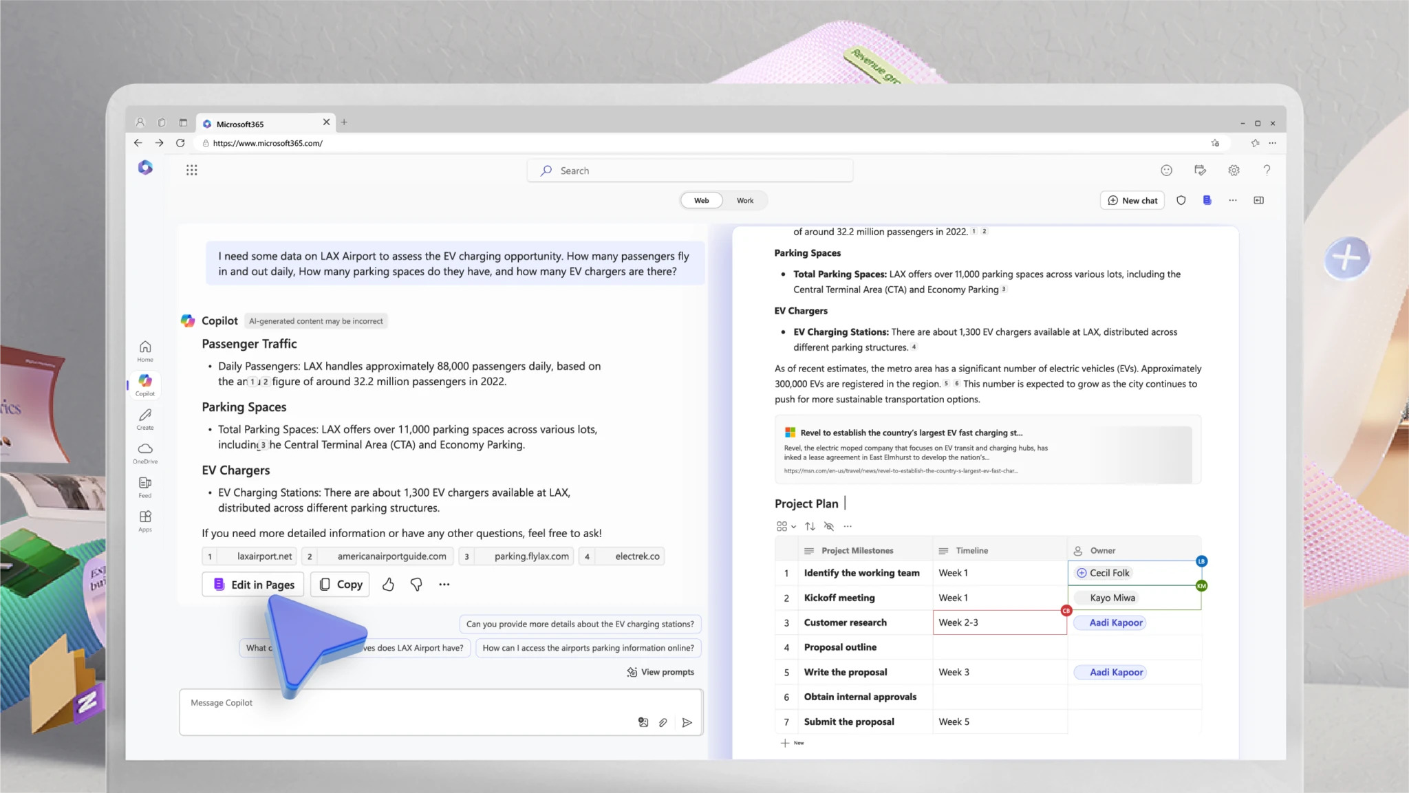 ویژگی هوش مصنوعی صفحات 365 مایکروسافت