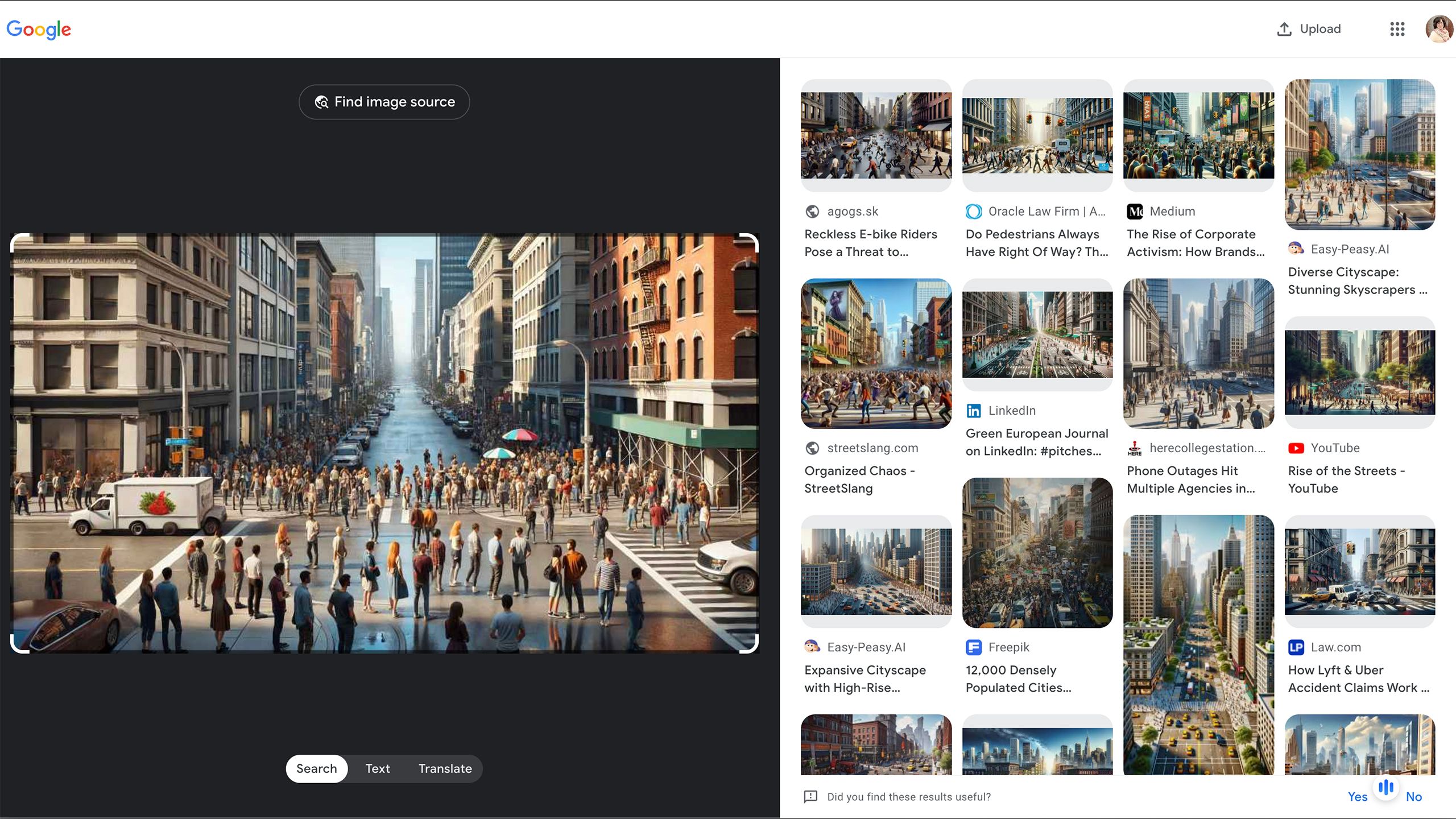 اسکرین شات استفاده از جستجوی عکس معکوس گوگل