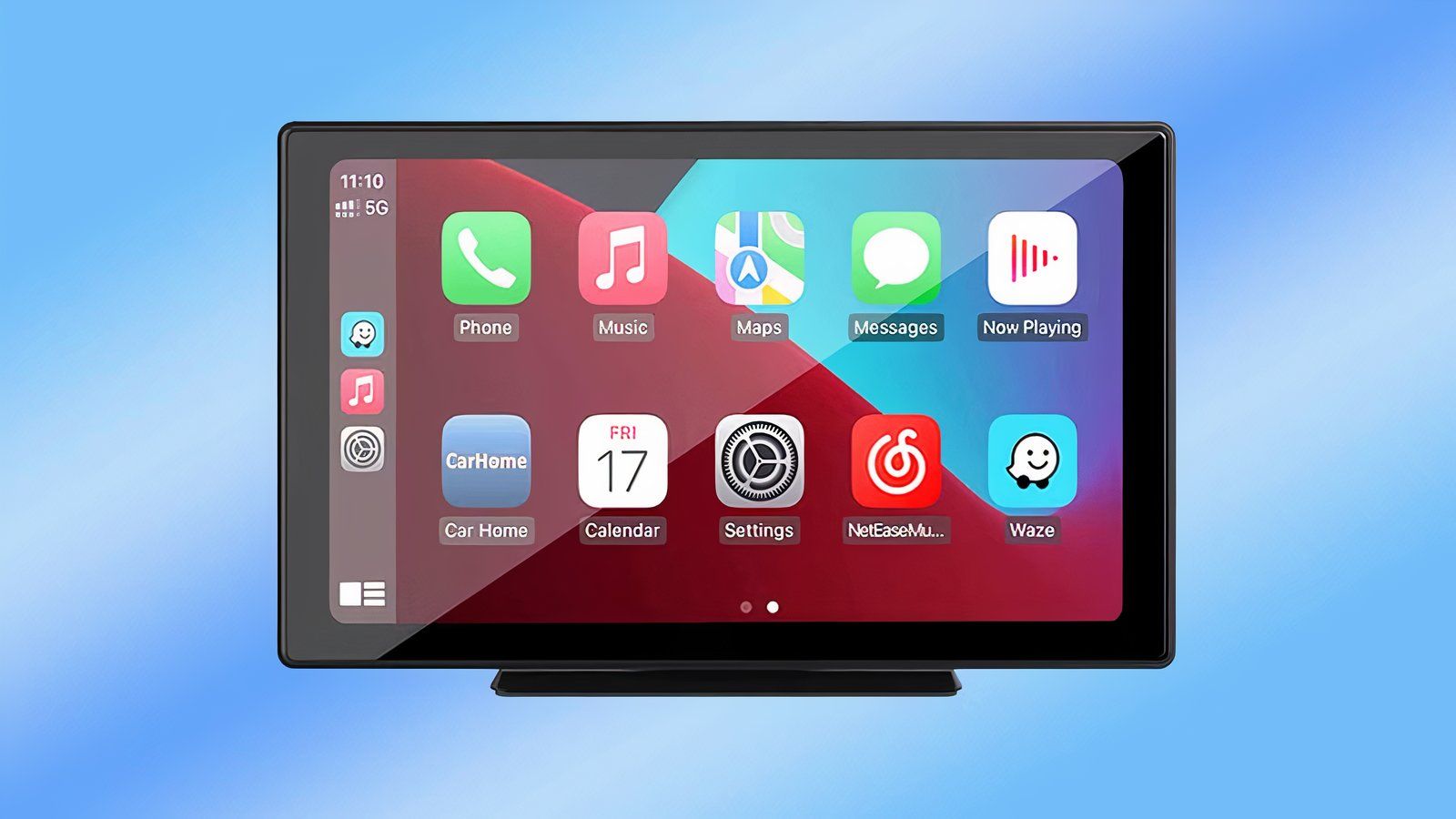 عکسی از یک صفحه نمایش ماشین روی یک پس زمینه رنگی