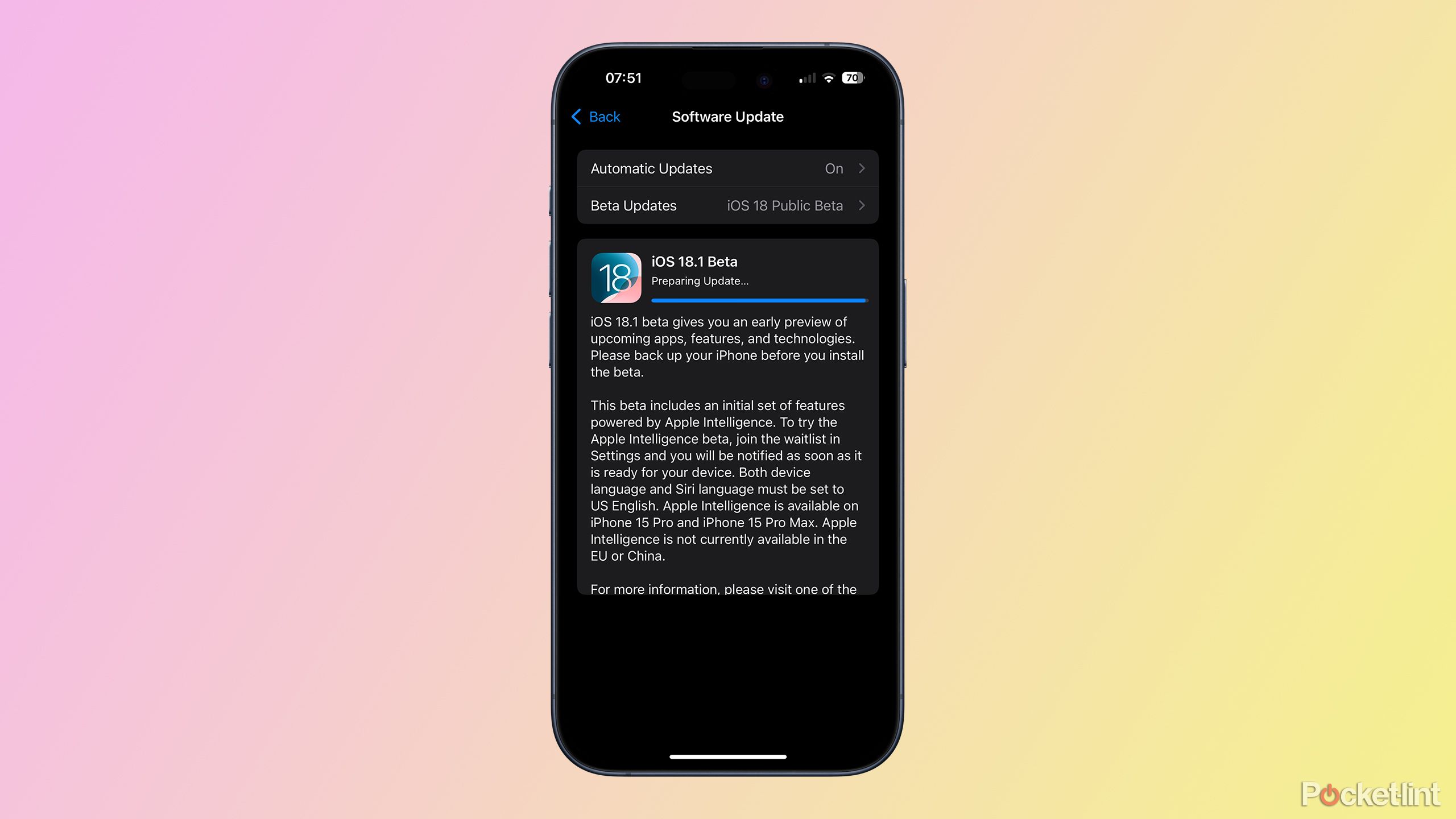 نصب iOS 18.1 Public Beta در آیفون