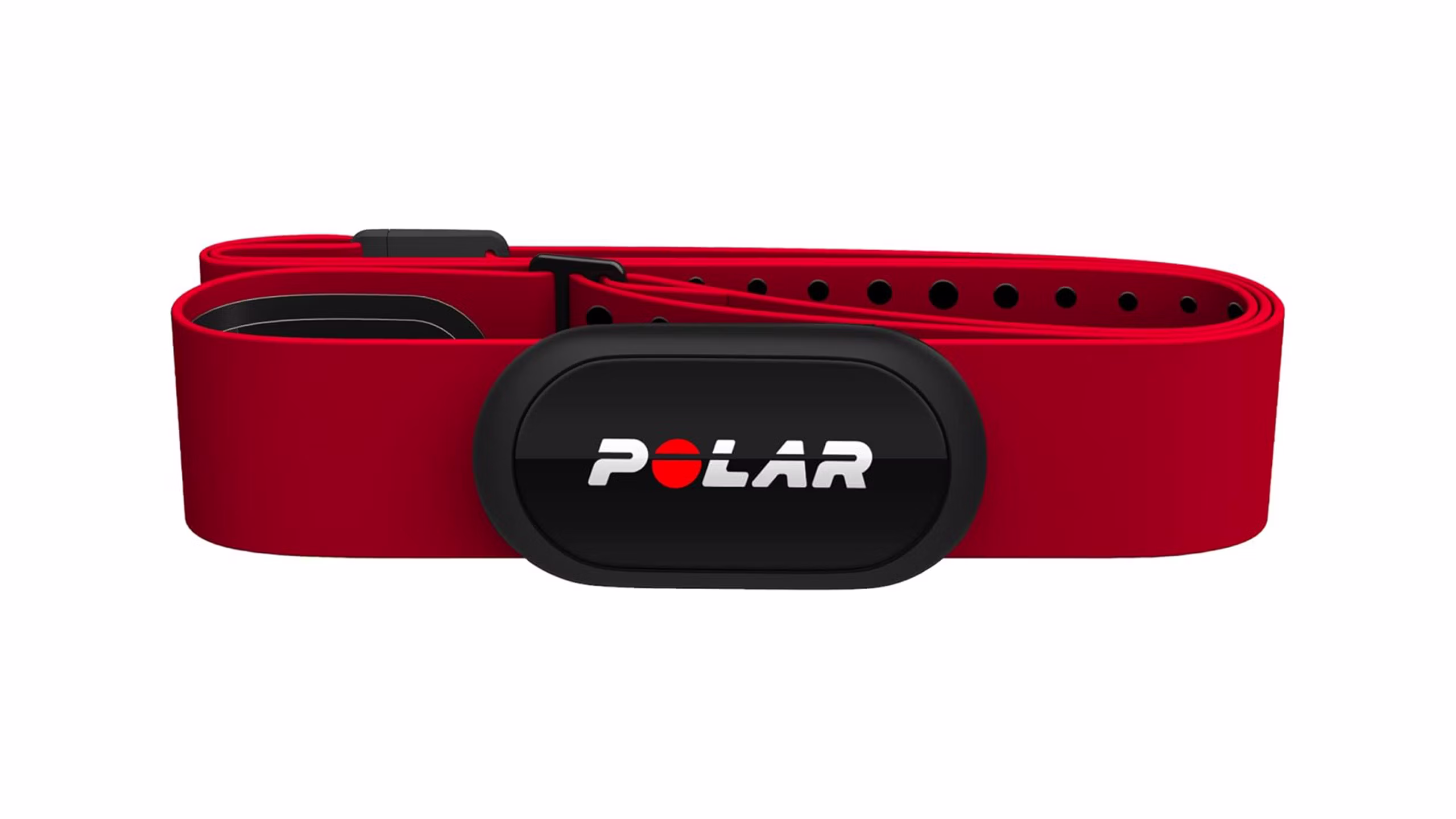 مانیتور ضربان قلب Polar H10 با رنگ قرمز بد در پس زمینه سفید قرار می گیرد.