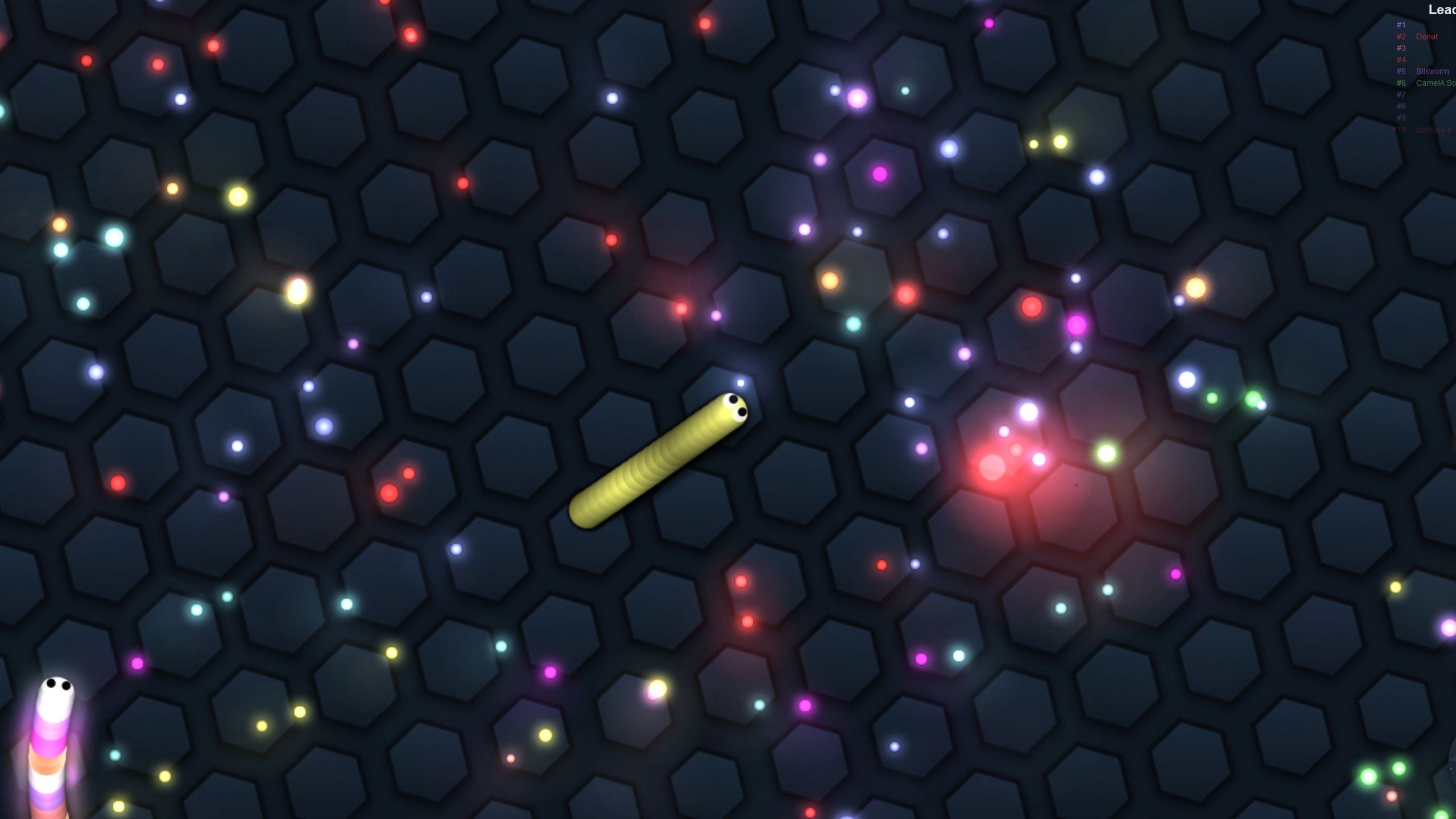 یک مار زرد روی یک شبکه با نقطه.