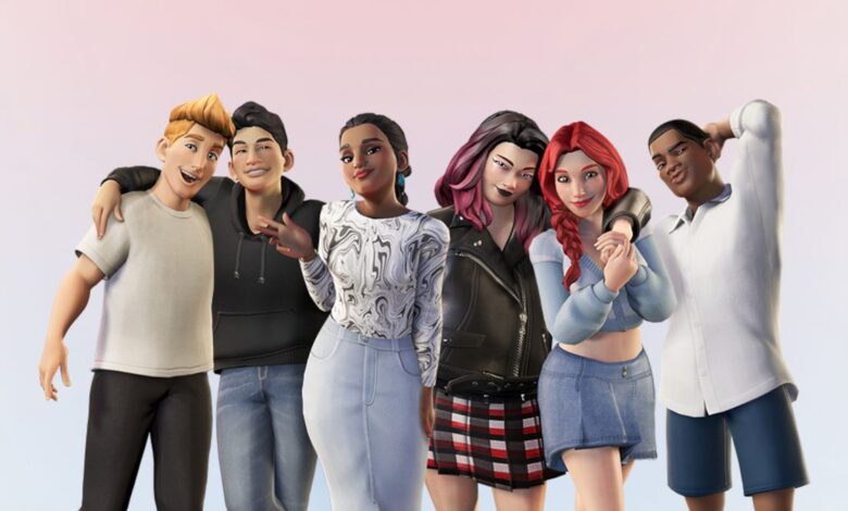 New Meta avatars showing much more diversity in face and body shapes/sizes with more human-like proportions in an animated 3D style.