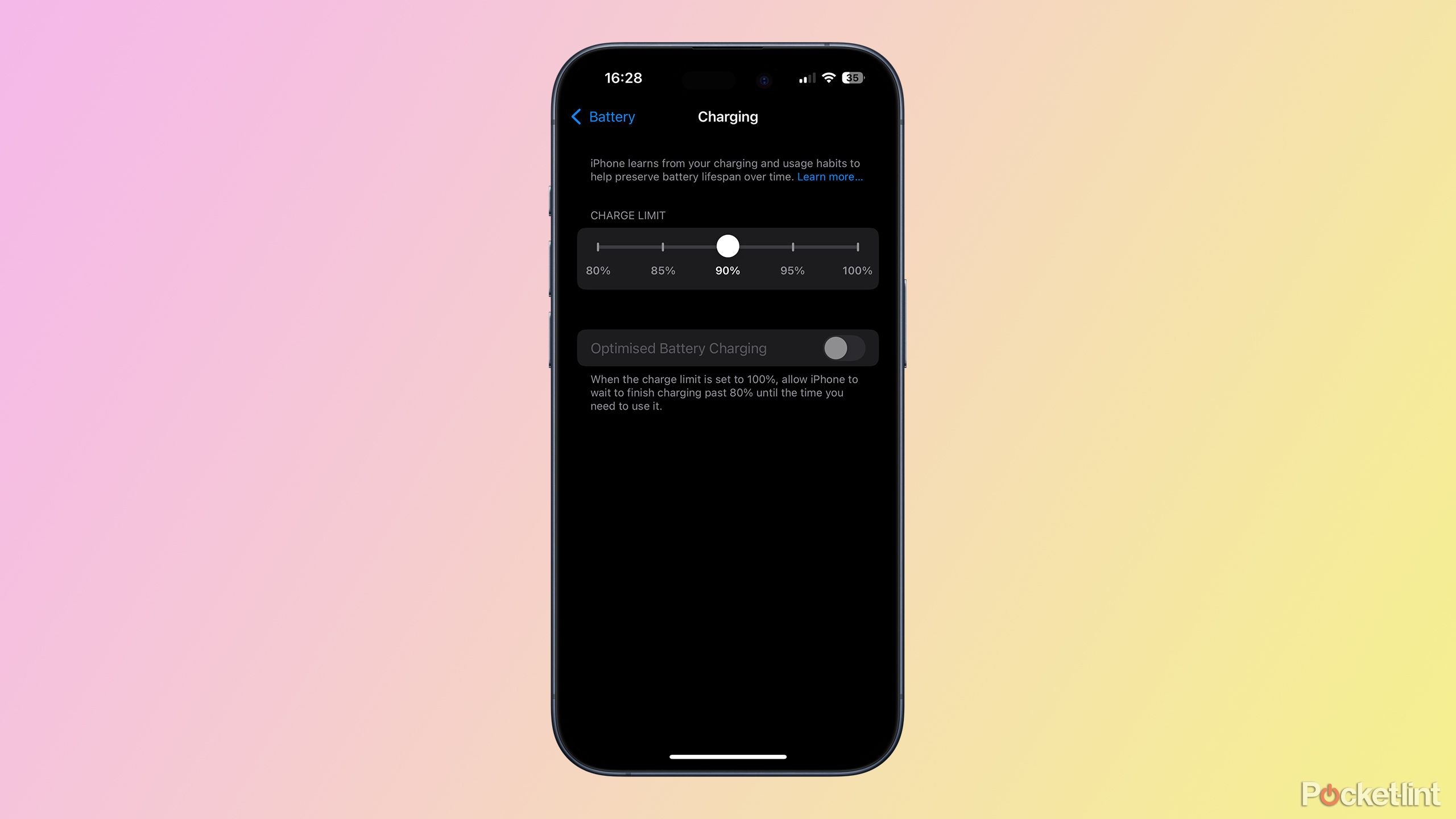 محدودیت شارژ آیفون در iOS 18 روی 90 درصد تنظیم شده است