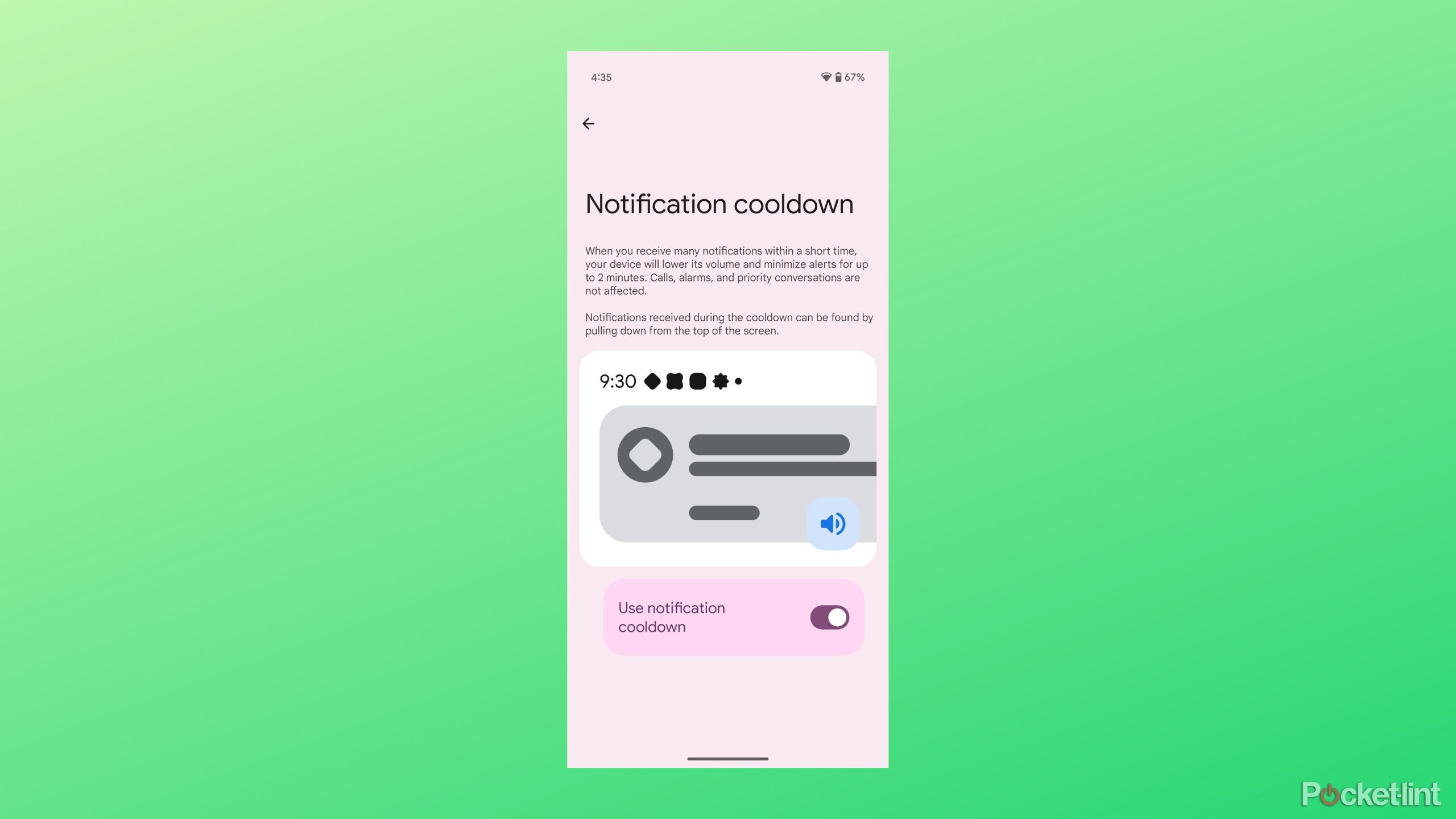 خنک شدن اعلان اندروید 16