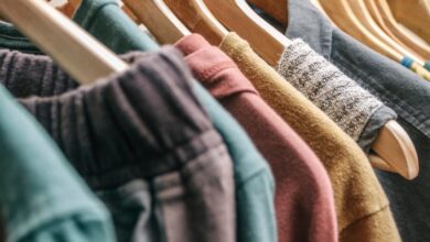 Clothes hanging on rack