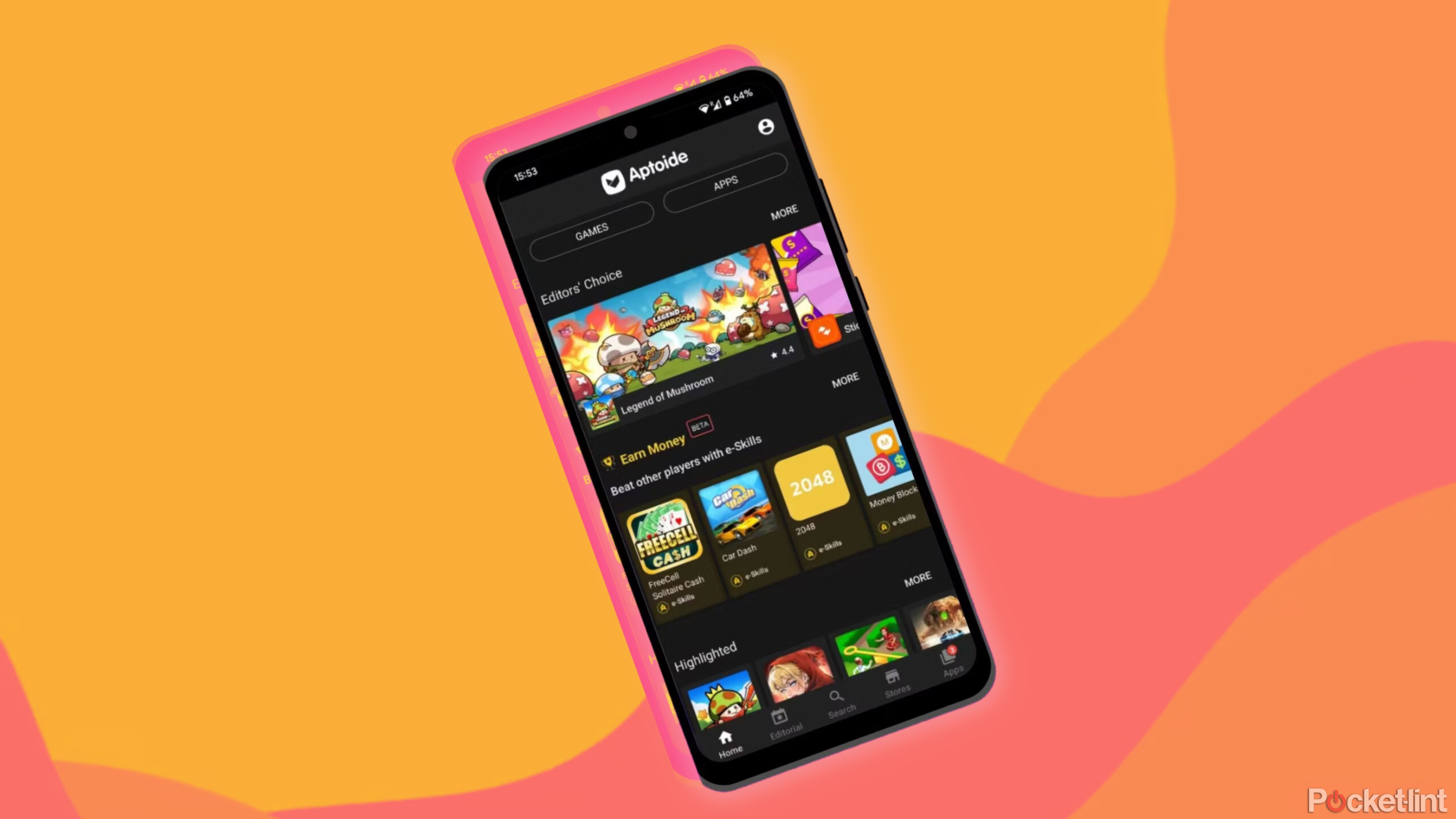 یک تلفن اندرویدی با Aptoide در حالت تاریک کشیده شد.