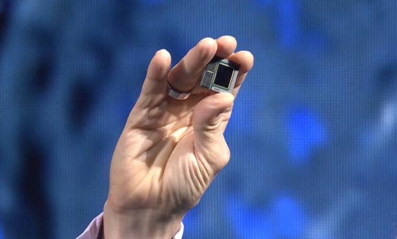 Intel Lunar Lake CPU held by CEO Patrick P. Gelsinger