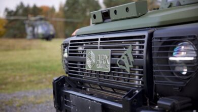 ARX Robotics Mithra OS; front grill of military trck