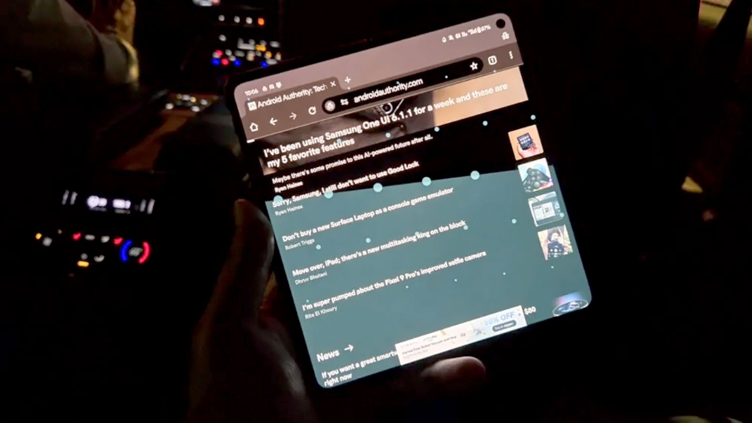 Android Motion Cues در تلفن تاشو.