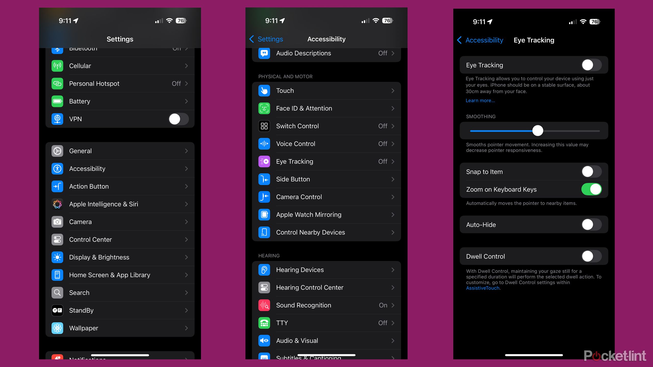 روشن کردن ردیابی چشم در iOS 18.