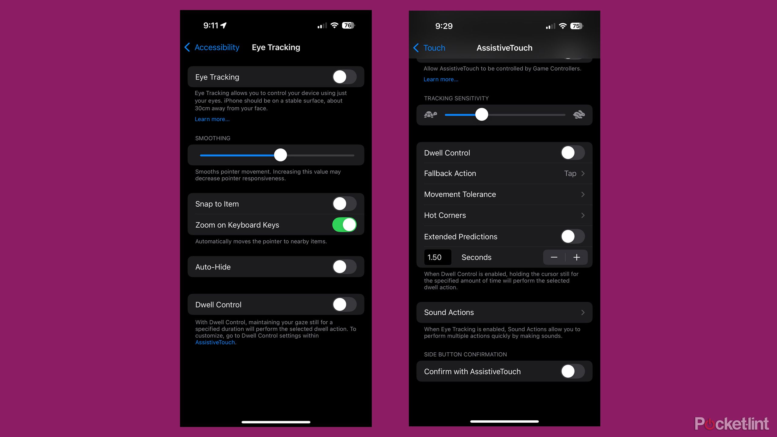 سفارشی کردن ردیابی چشم و AssistiveTouch در iOS 18.