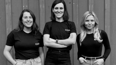 Image of the Coval team with Brooke Hopkins in the center.