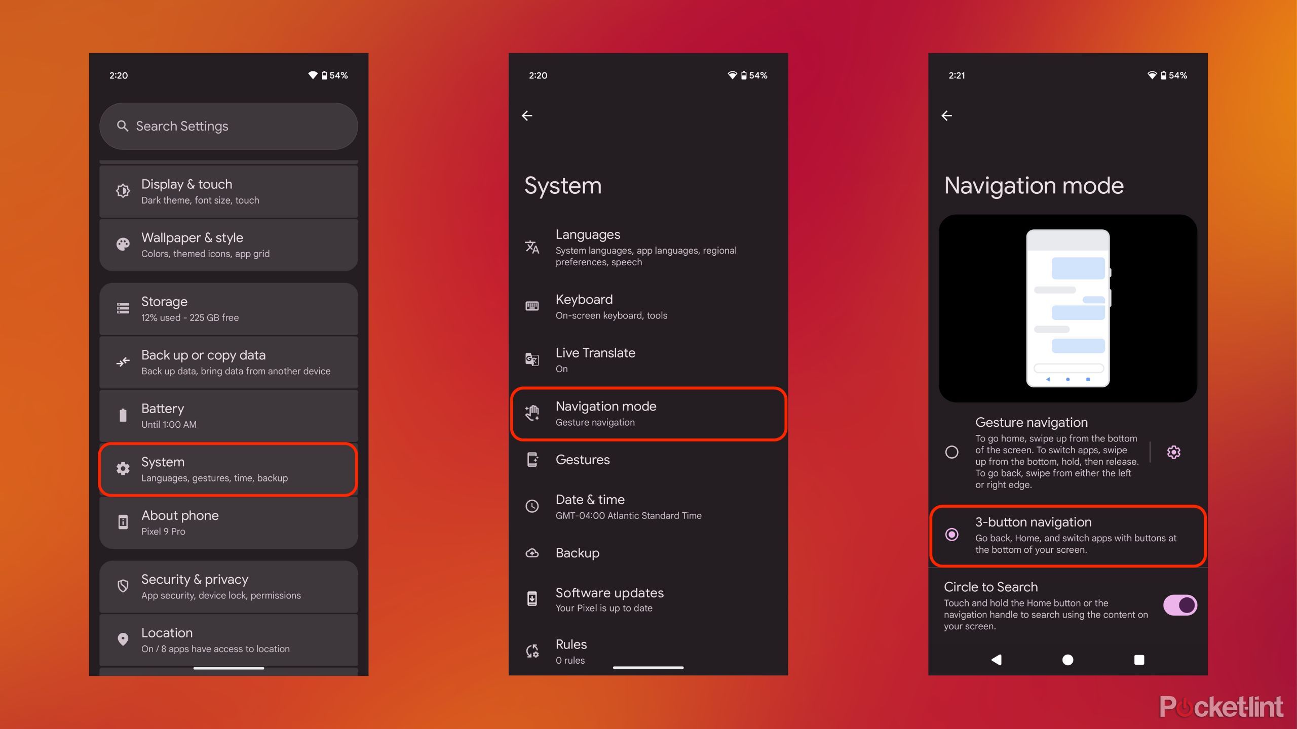 مراحل اسکرین شات میانبر تعویض کننده برنامه پیمایش 3 دکمه ای اندروید. 