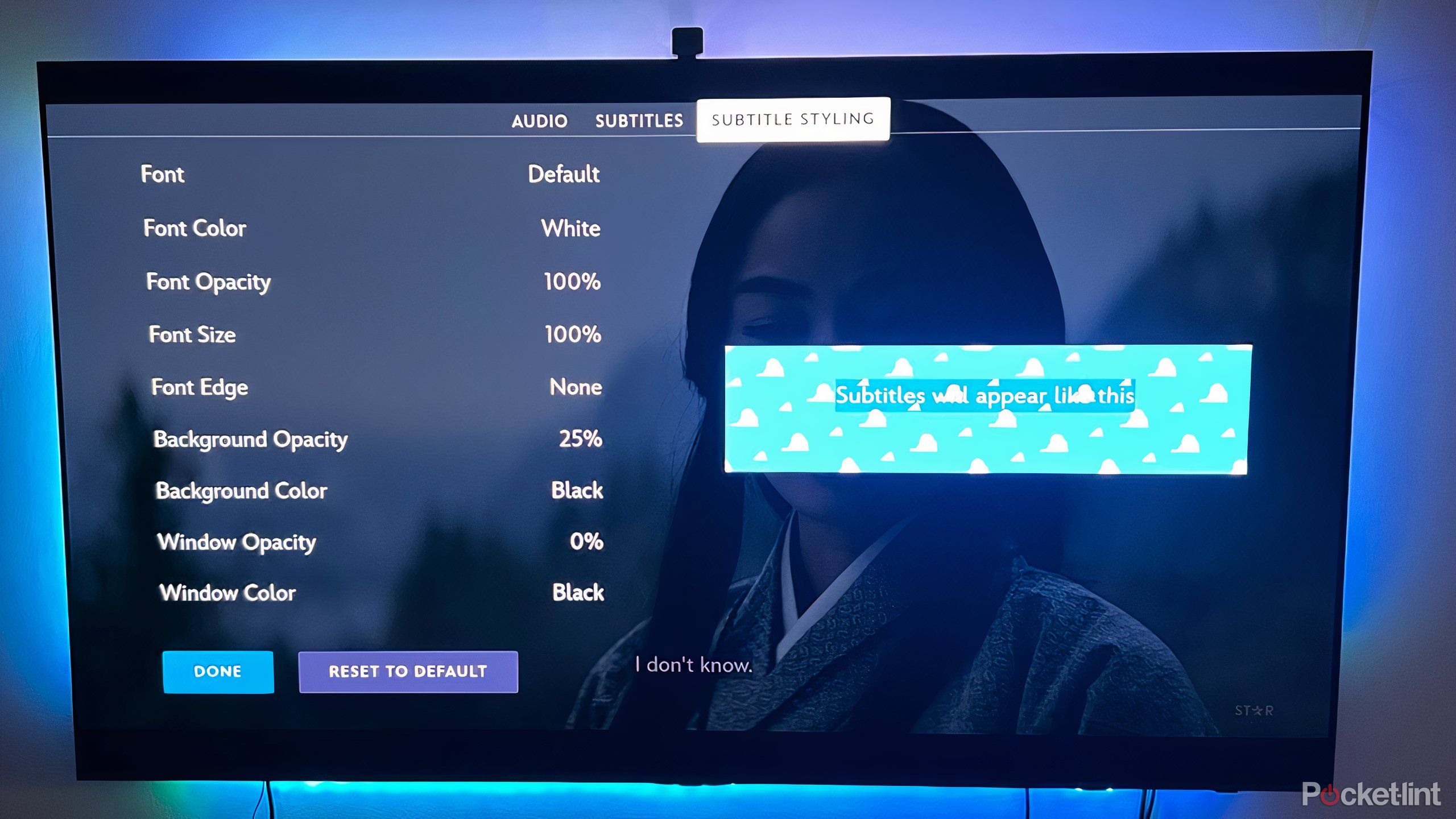 گزینه های زیرنویس در Disney+.