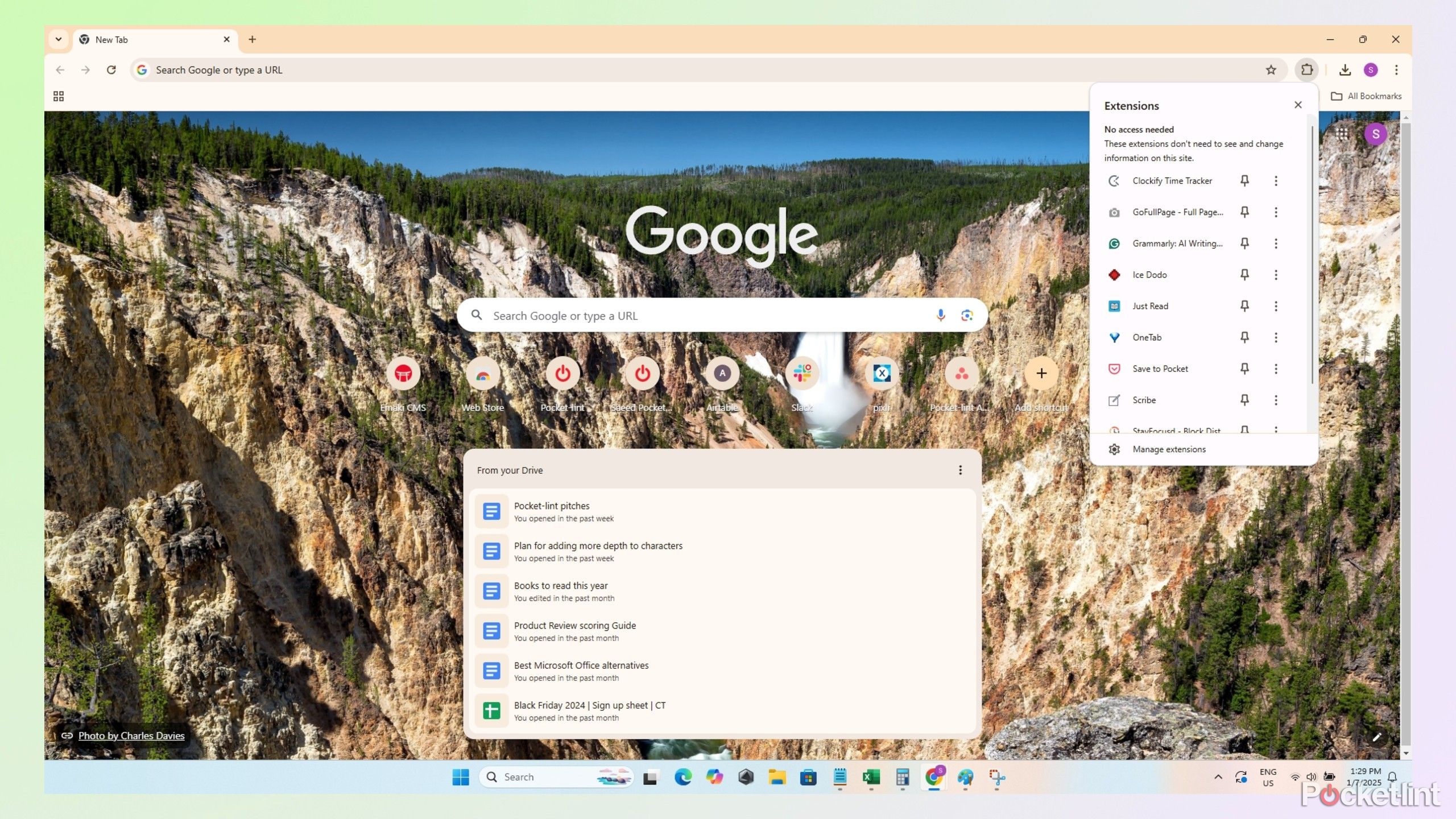 نماگرفت Chrome Extensions با محافظ صفحه نمایش آبشار.