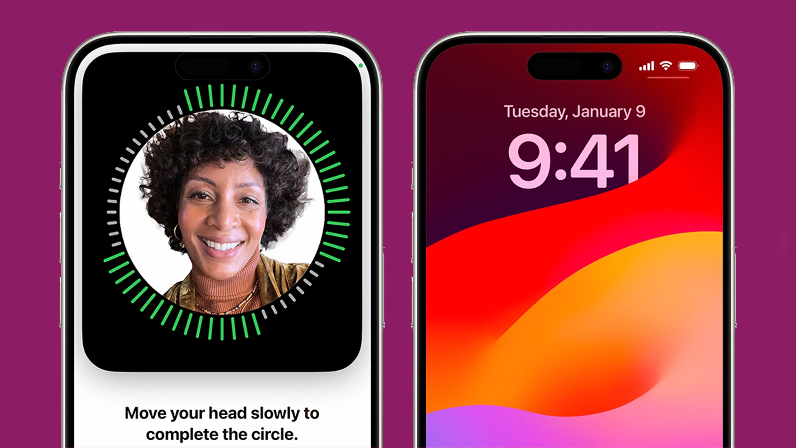 تنظیم Face ID در iPhone 15 Pro.