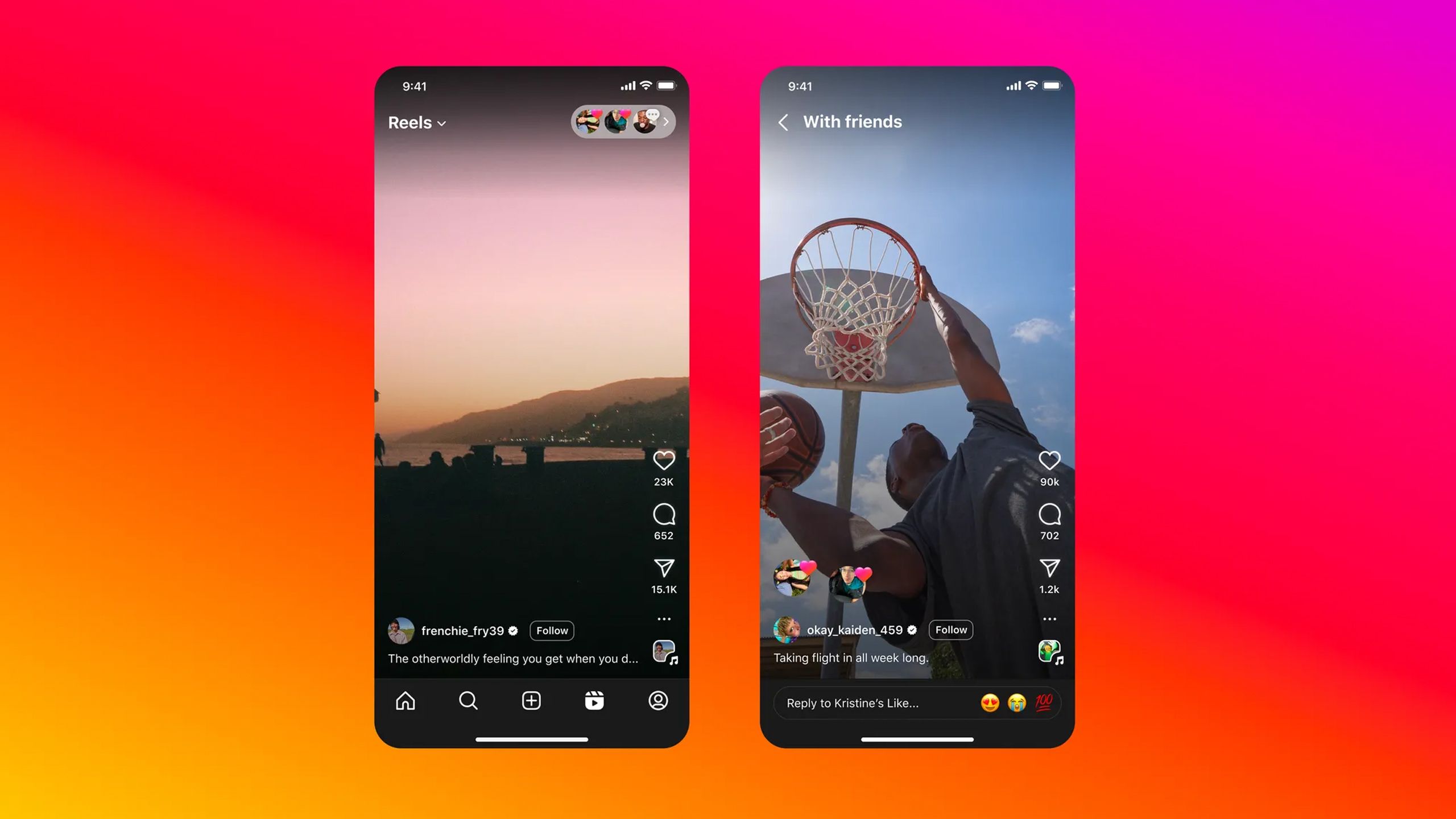 تب دوستان حلقه های اینستاگرام