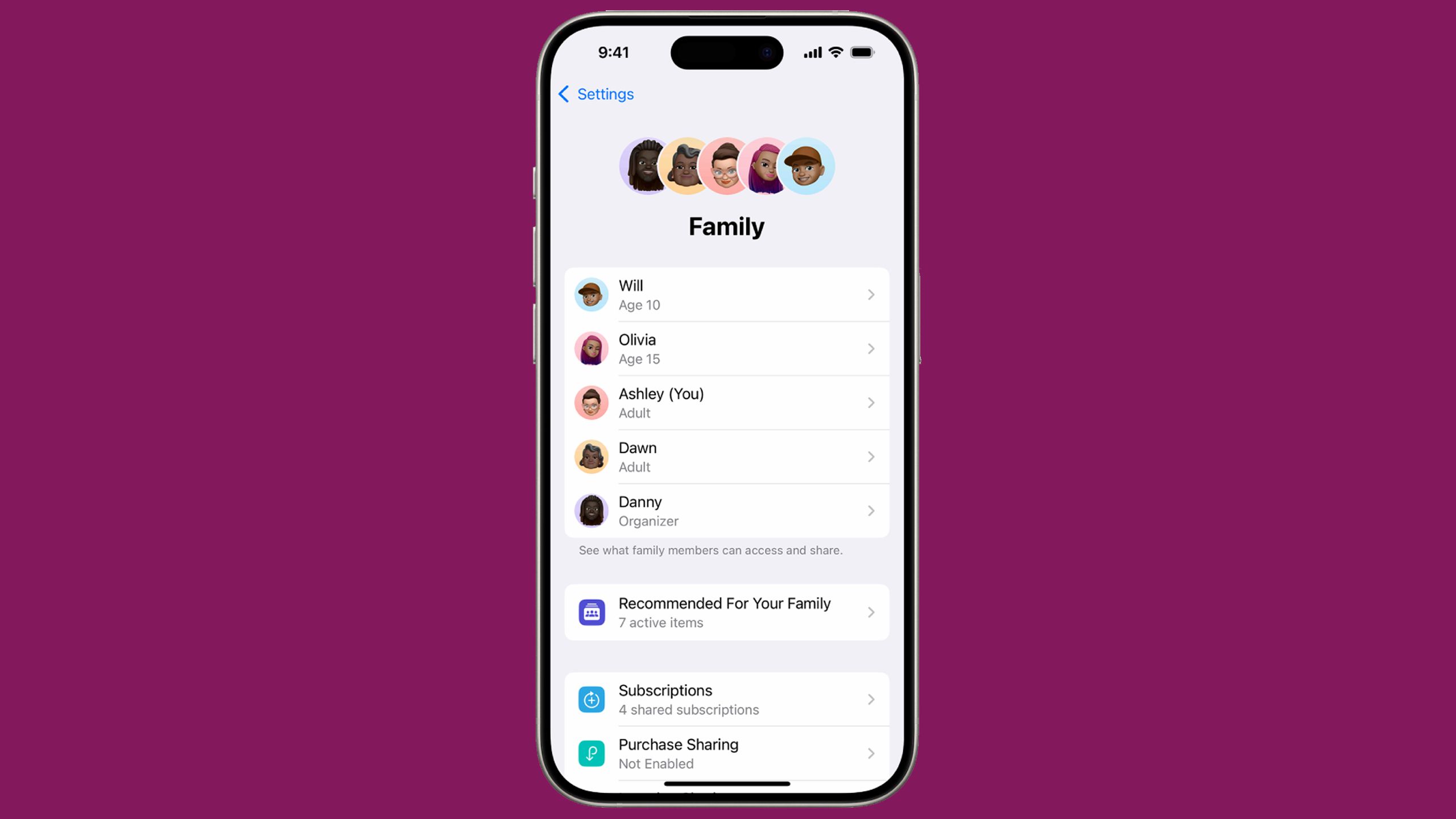 اشتراک گذاری خانواده در iOS 18.