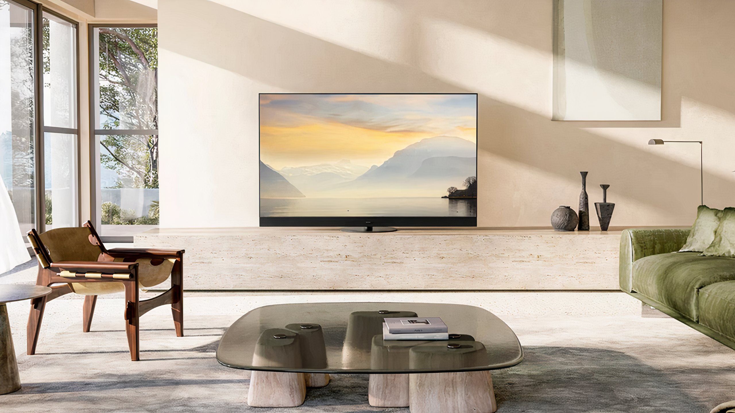 تلویزیون OLED پاناسونیک در اتاقی مینیمال. 