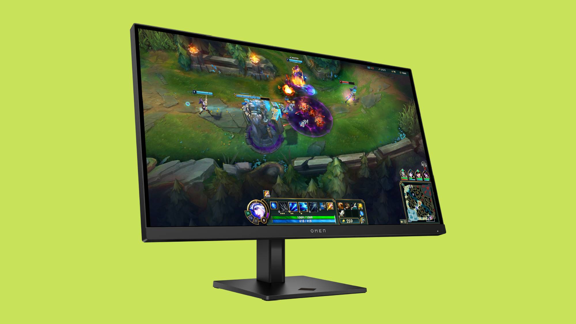 HP Omen 27 G2 در برابر پس زمینه سبز لیمویی