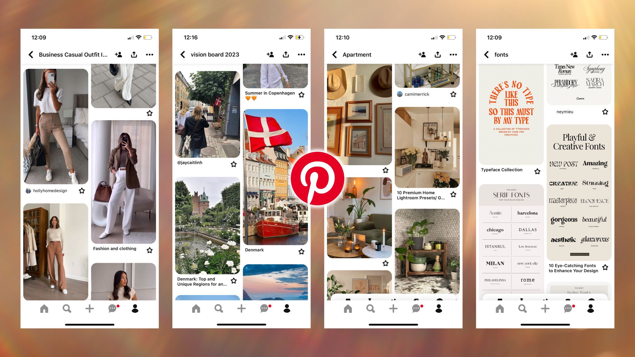تصاویر اینستاگرام و Pinterest در کنار هم.