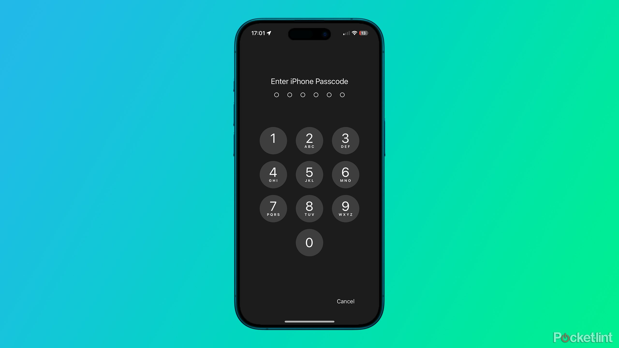 رمز عبور را در iOS 18 در iPhone 15 Pro وارد کنید. 