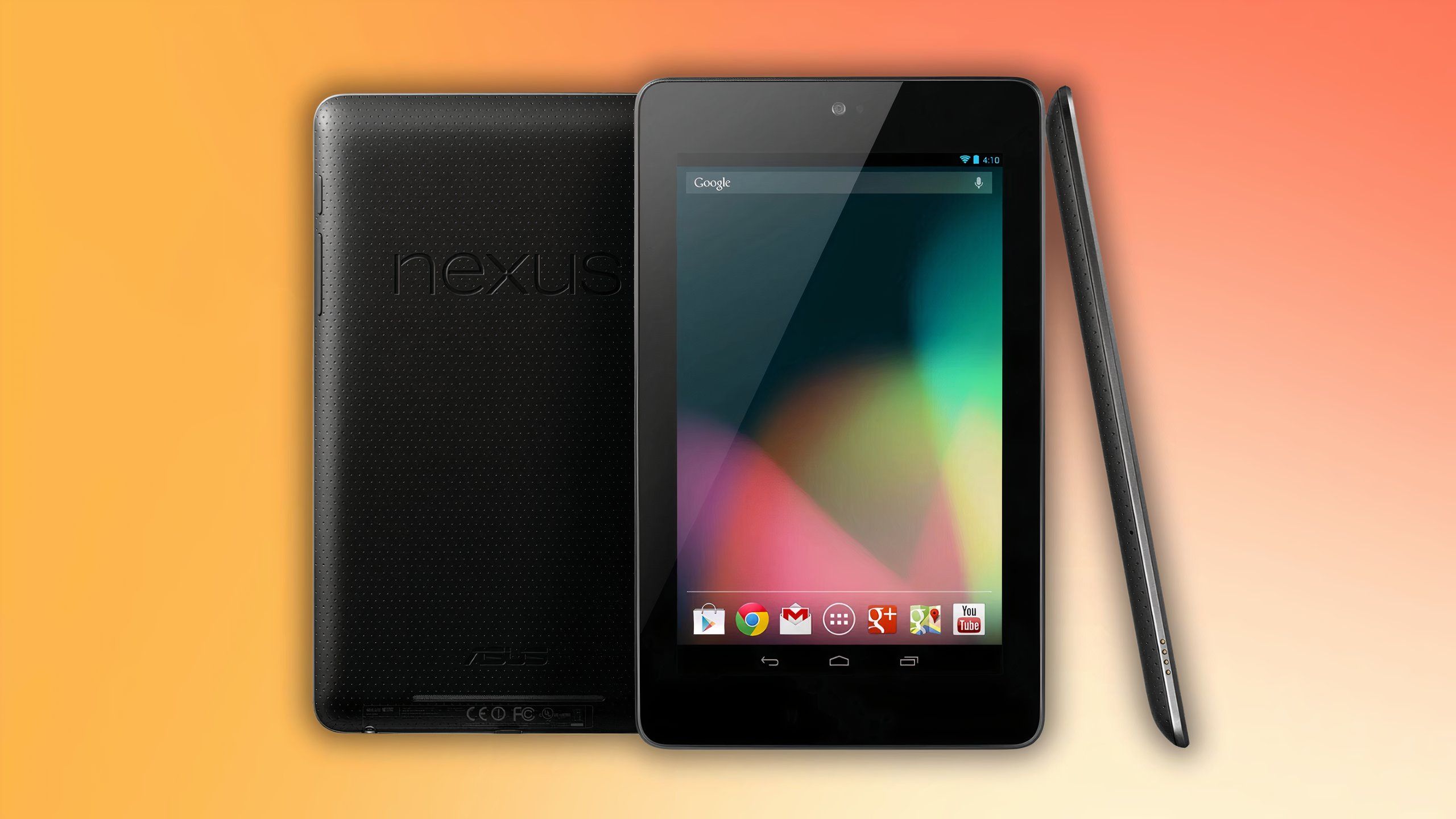 Nexus 7 2012 در پس زمینه نارنجی ارائه می شود