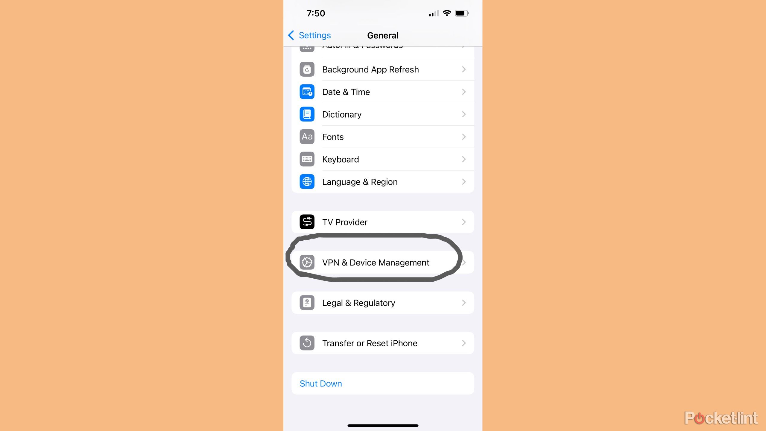 تنظیمات VPN در آیفون. 