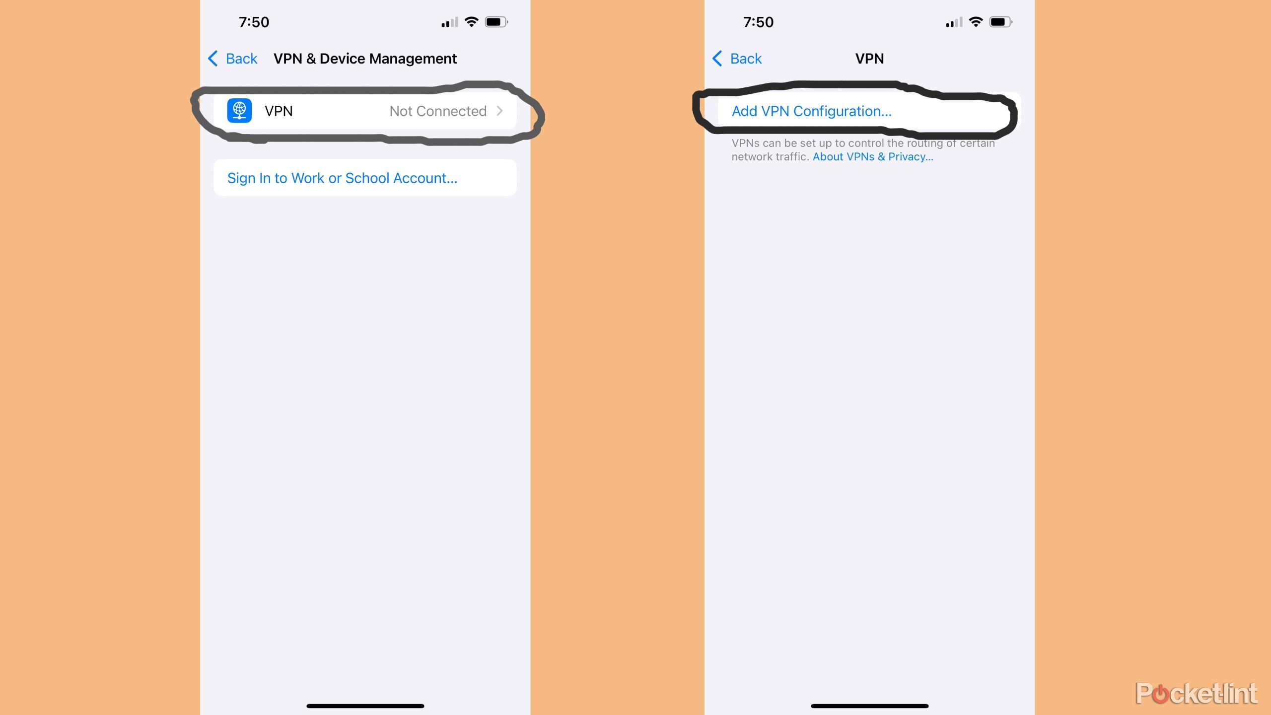 تنظیمات آیفون VPN دو برابر