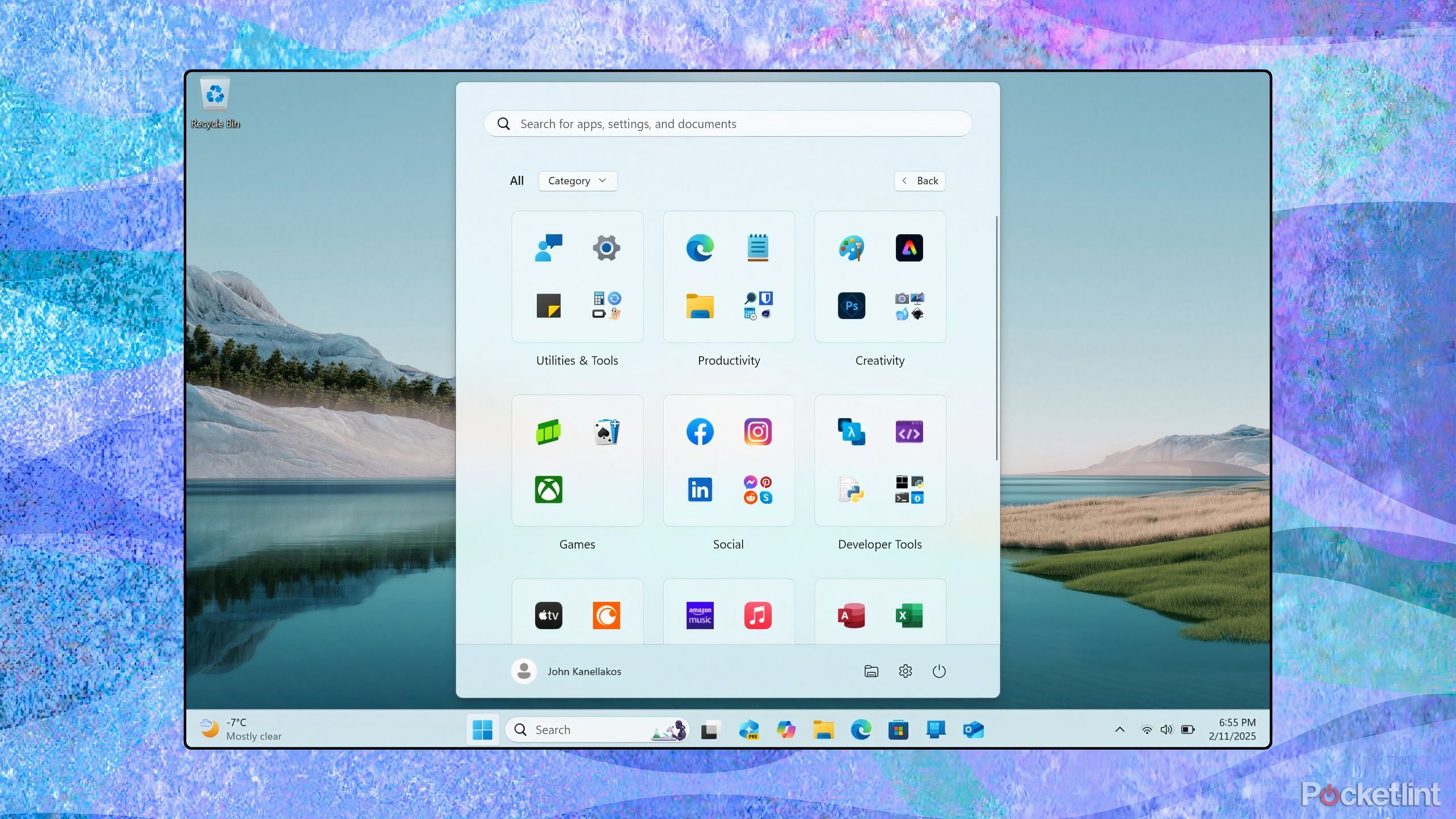 Windows 11 Screenshot Menu Start. 