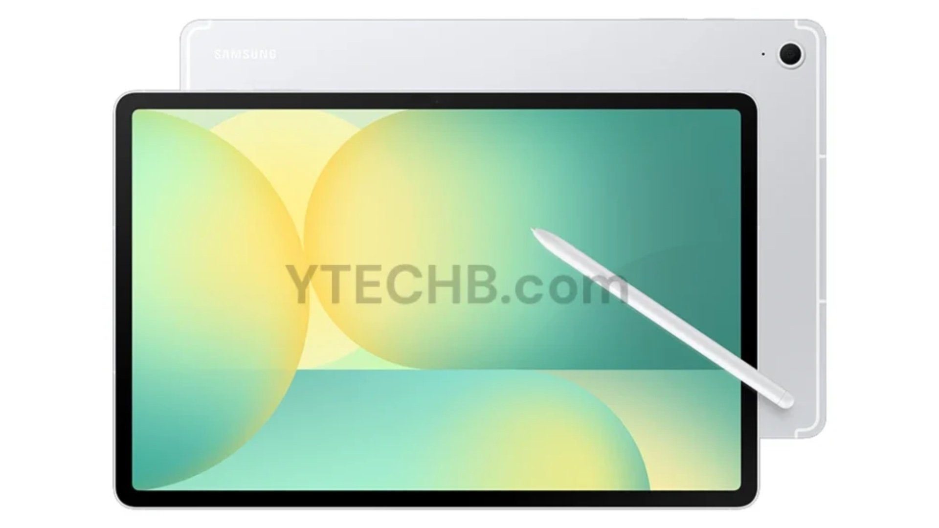 سامسونگ Galaxy Tab S10 FE در برابر پس زمینه سفید.