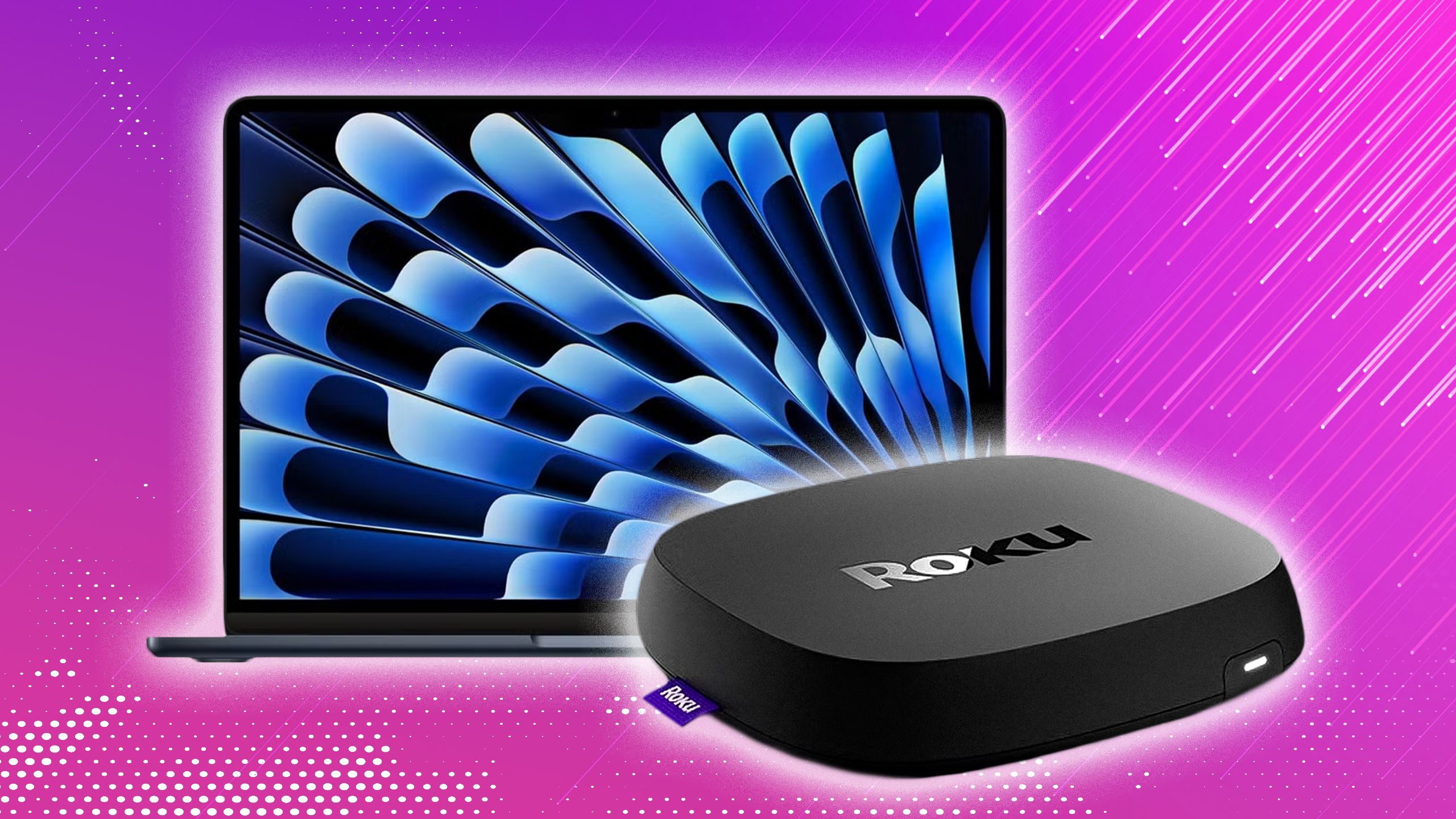 MacBook و یک دستگاه Roku.