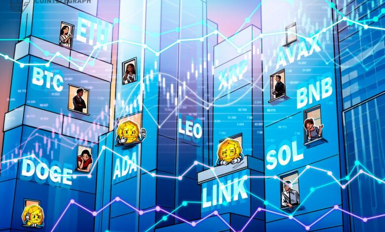BTC ، ETH ، XRP ، BNB ، Sol ، Doge ، Ada ، Leo ، Link ، Avax