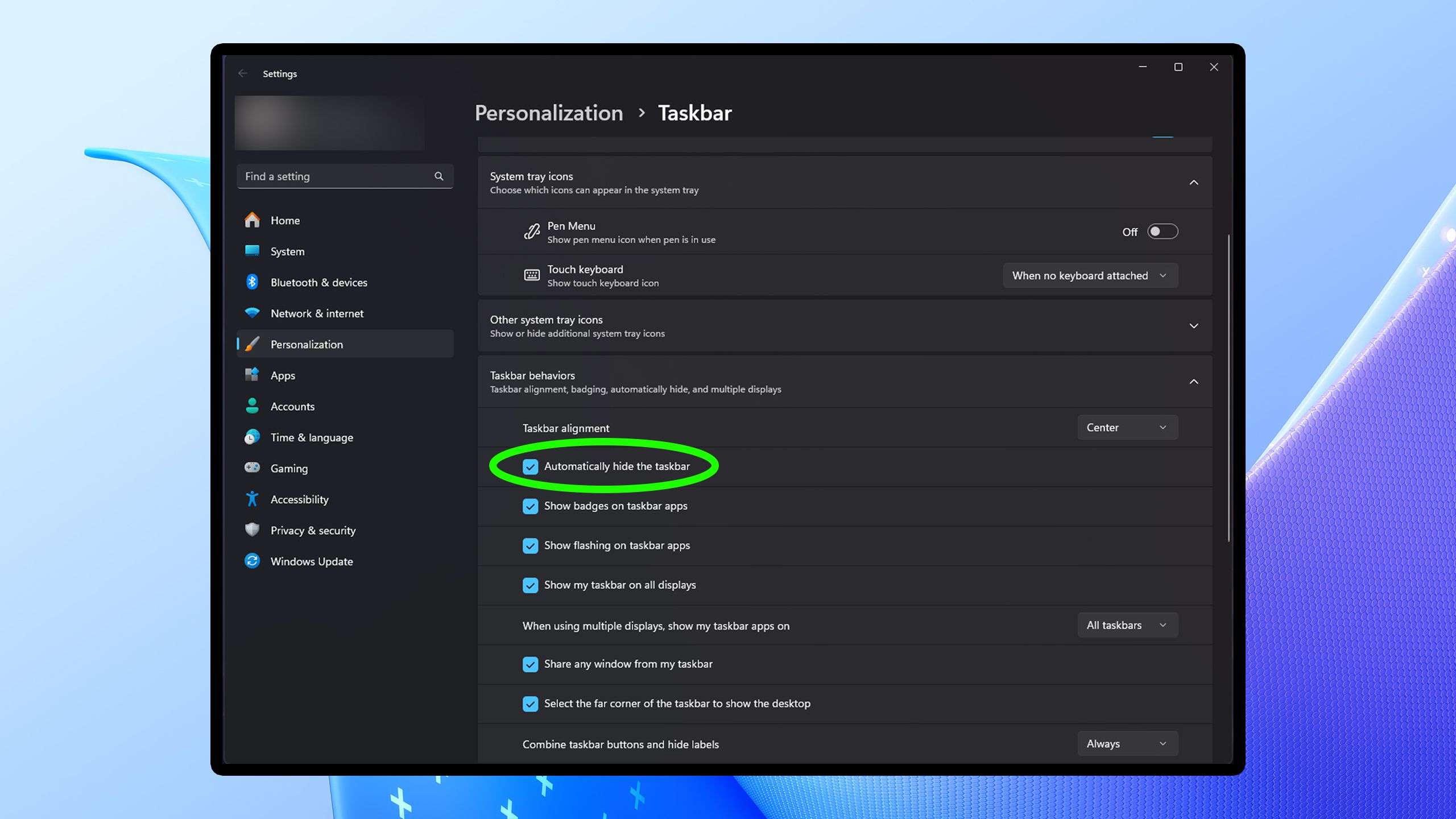 به طور خودکار نوار وظیفه خود را در ویندوز 11 مخفی کنید.