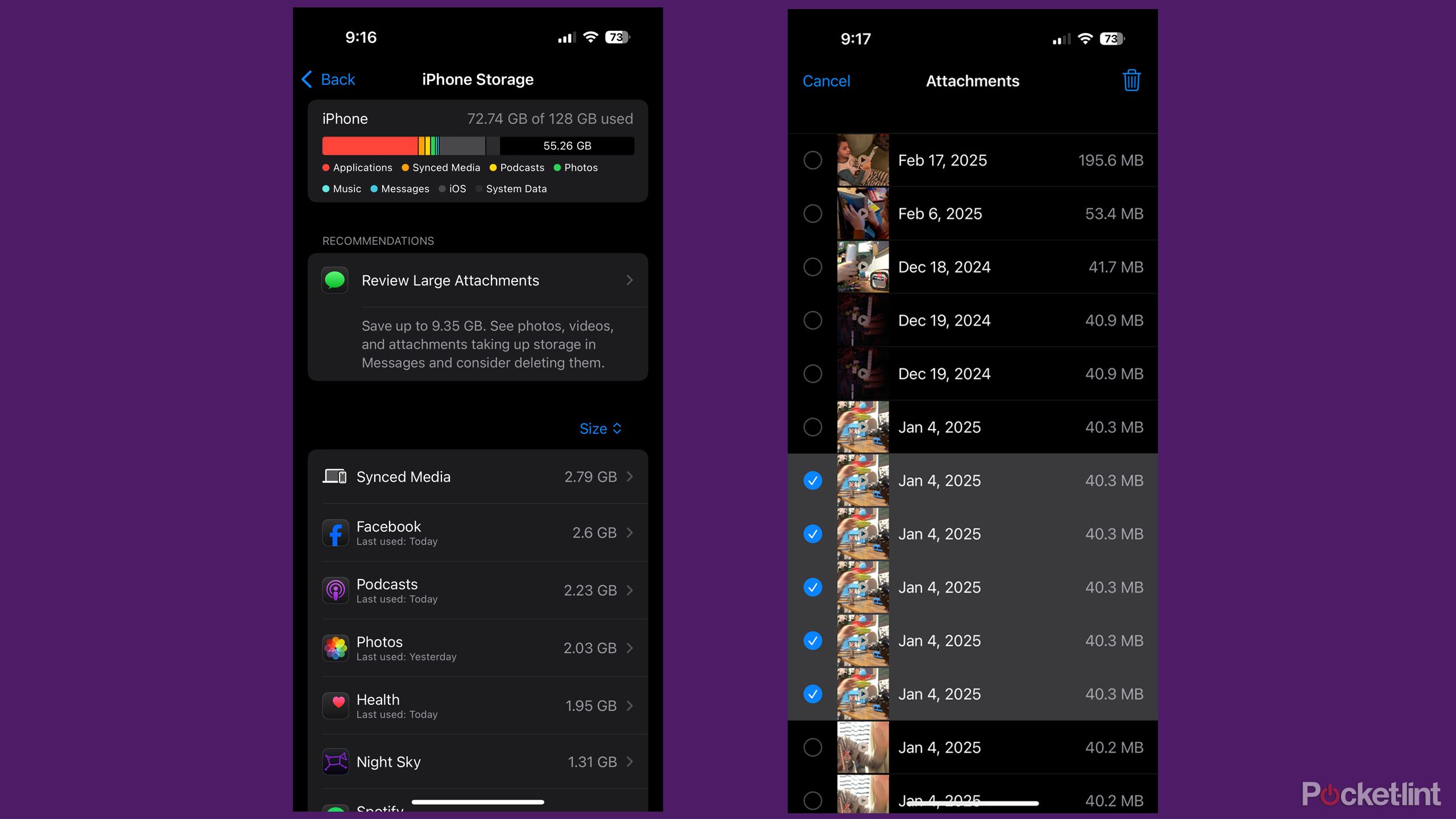 حذف پیوست های بزرگ از برنامه پیام iOS 18.