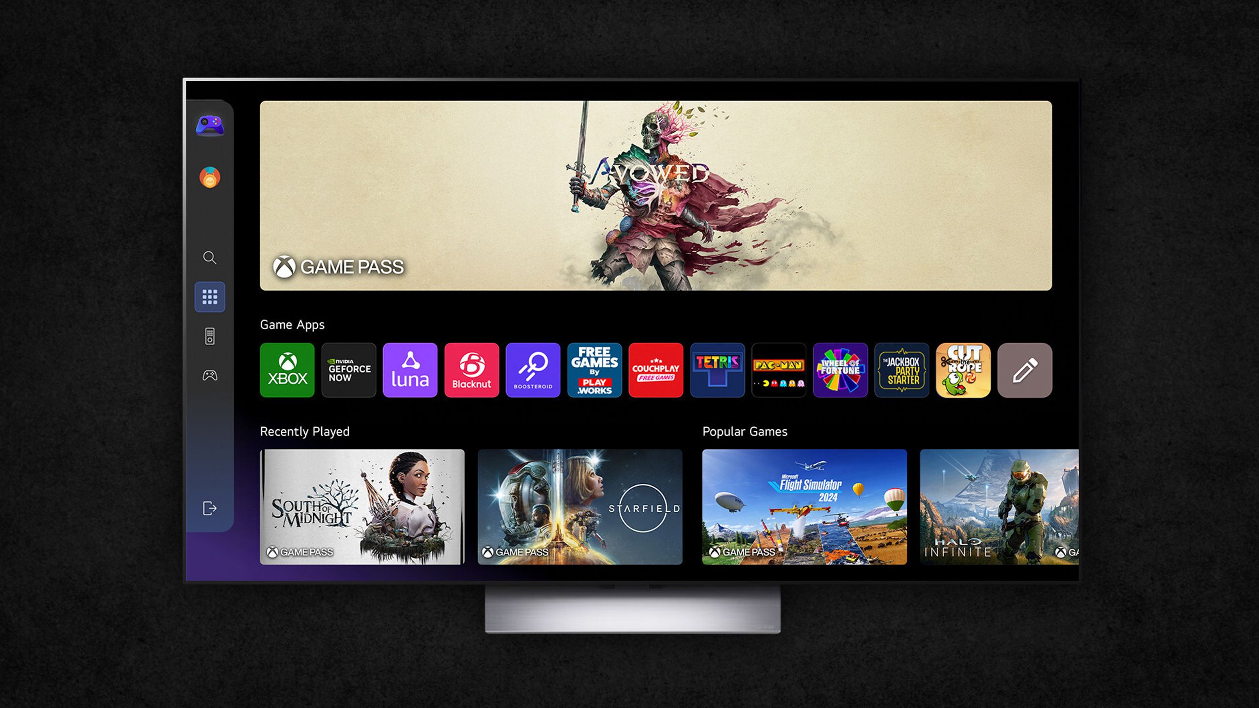 تلویزیون ال جی با برنامه Xbox.