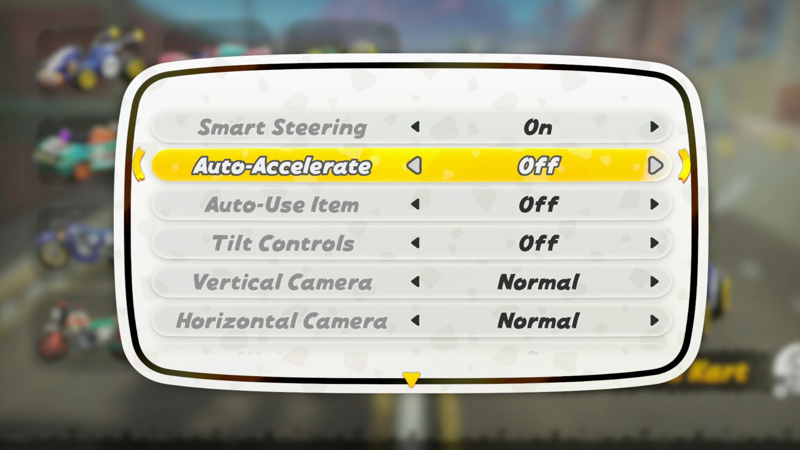 تنظیمات بازیکن جدید ماریو کارت.