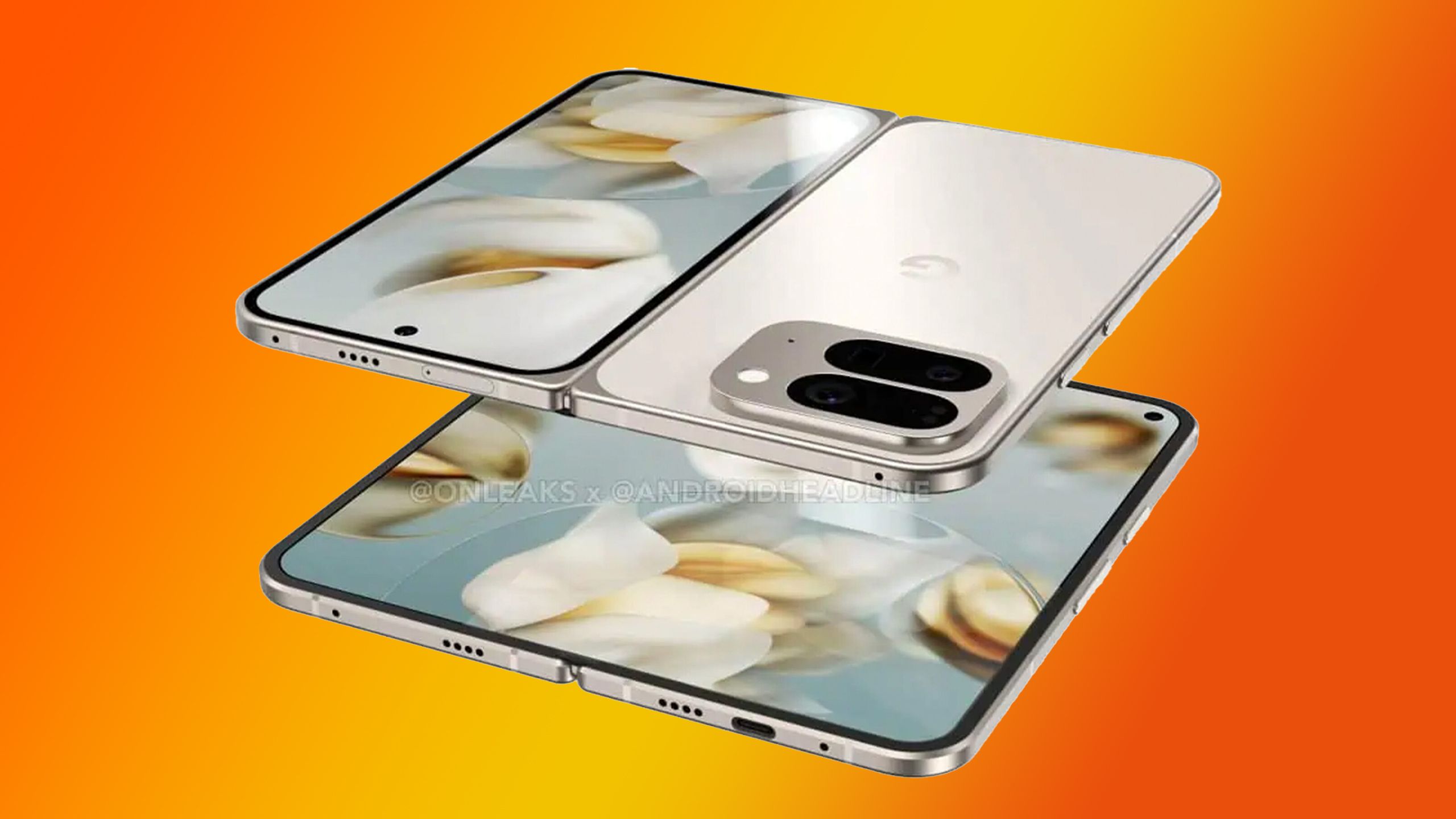 Pixel 10 Pro Fold Leak در پس زمینه نارنجی