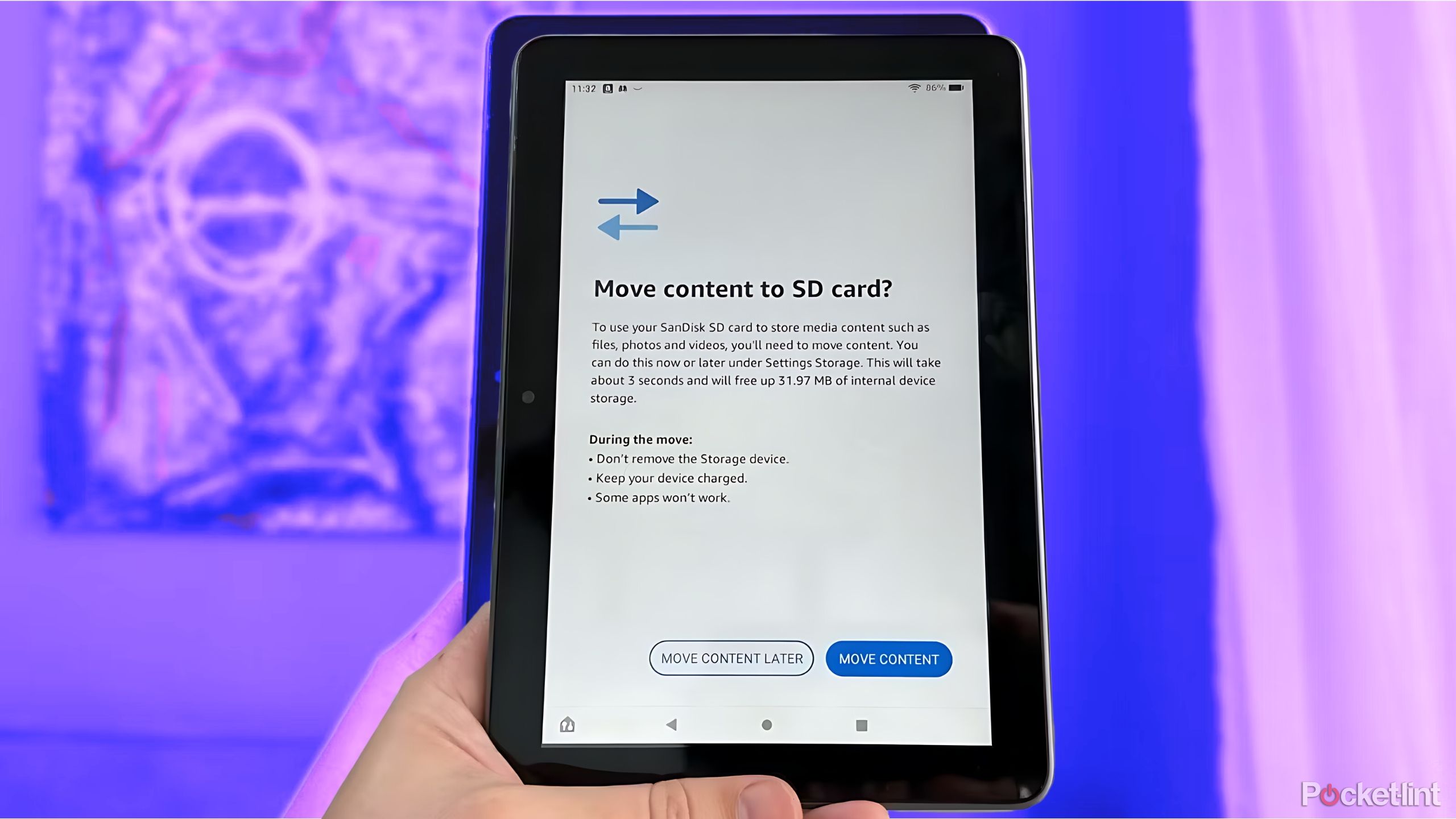 صفحه ذخیره سازی MicroSD تبلت آتش. 