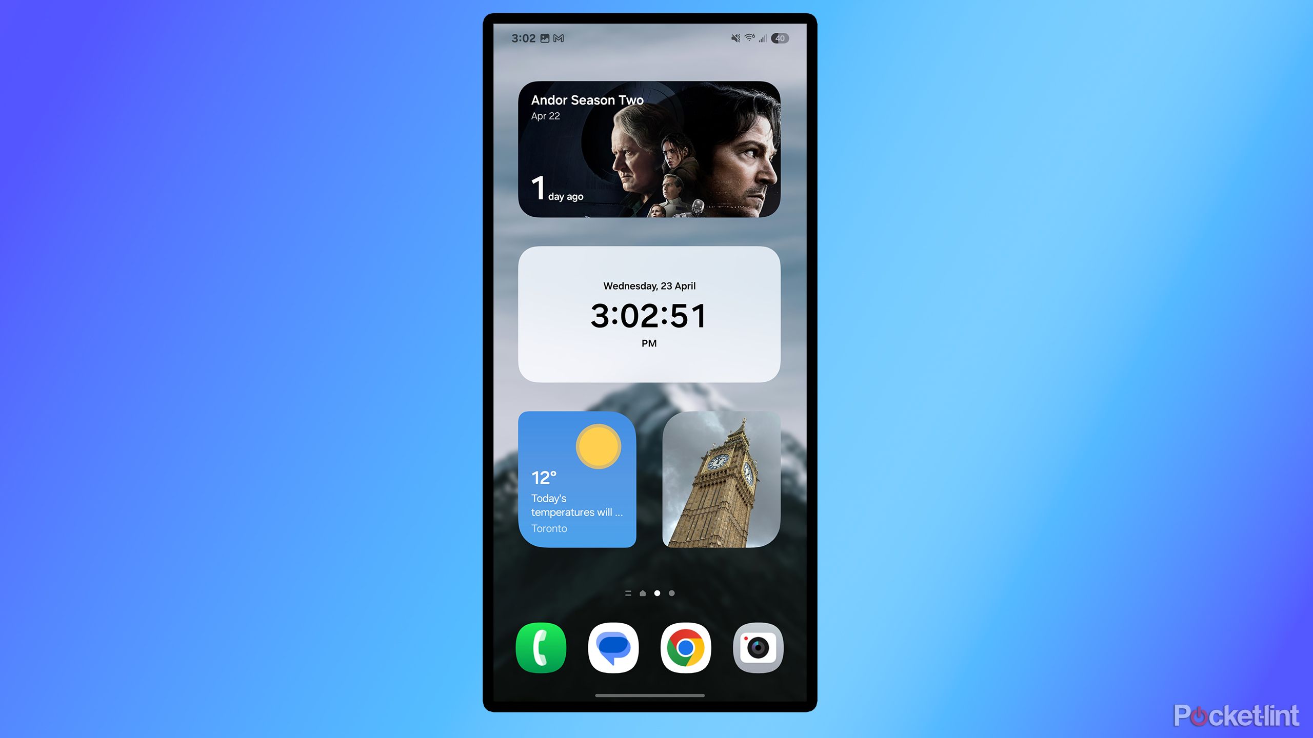 یک ویجت UI 7 در صفحه برنامه.