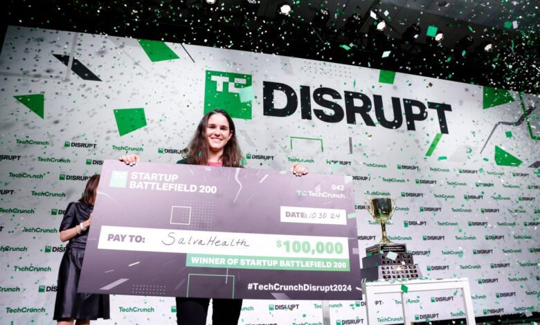 Salva Health Co-Founder & CEO Valentina Agudelo Vargas, winner of the Startup Battlefield 2024, poses onstage during TechCrunch Disrupt 2024 Day 3 at Moscone Center on October 30, 2024 in San Francisco.