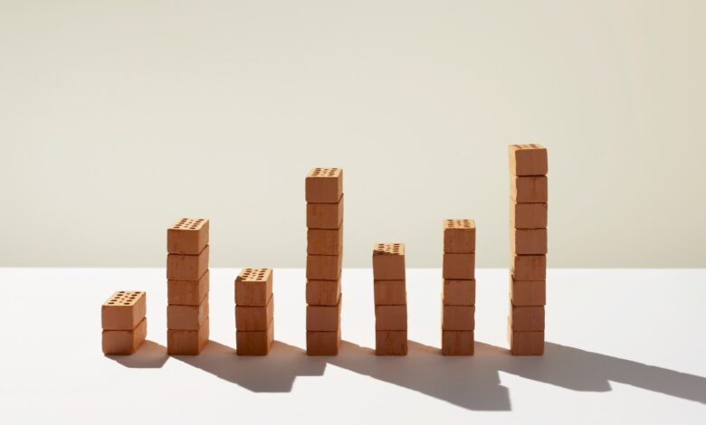 Bar chart arranged by red stone bricks