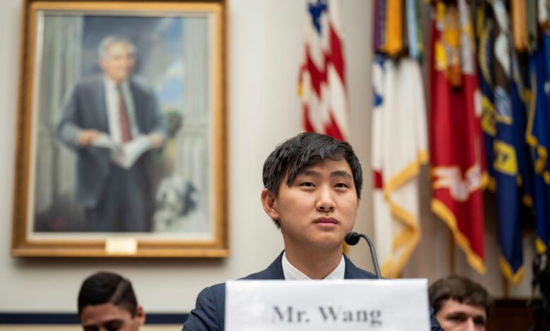 CEO of Scale A.I. Alexandr Wang testifies during a House Armed Services Subcommittee on Cyber, Information Technologies and Innovation hearing about artificial intelligence on Capitol Hill July 18, 2023 in Washington, DC.