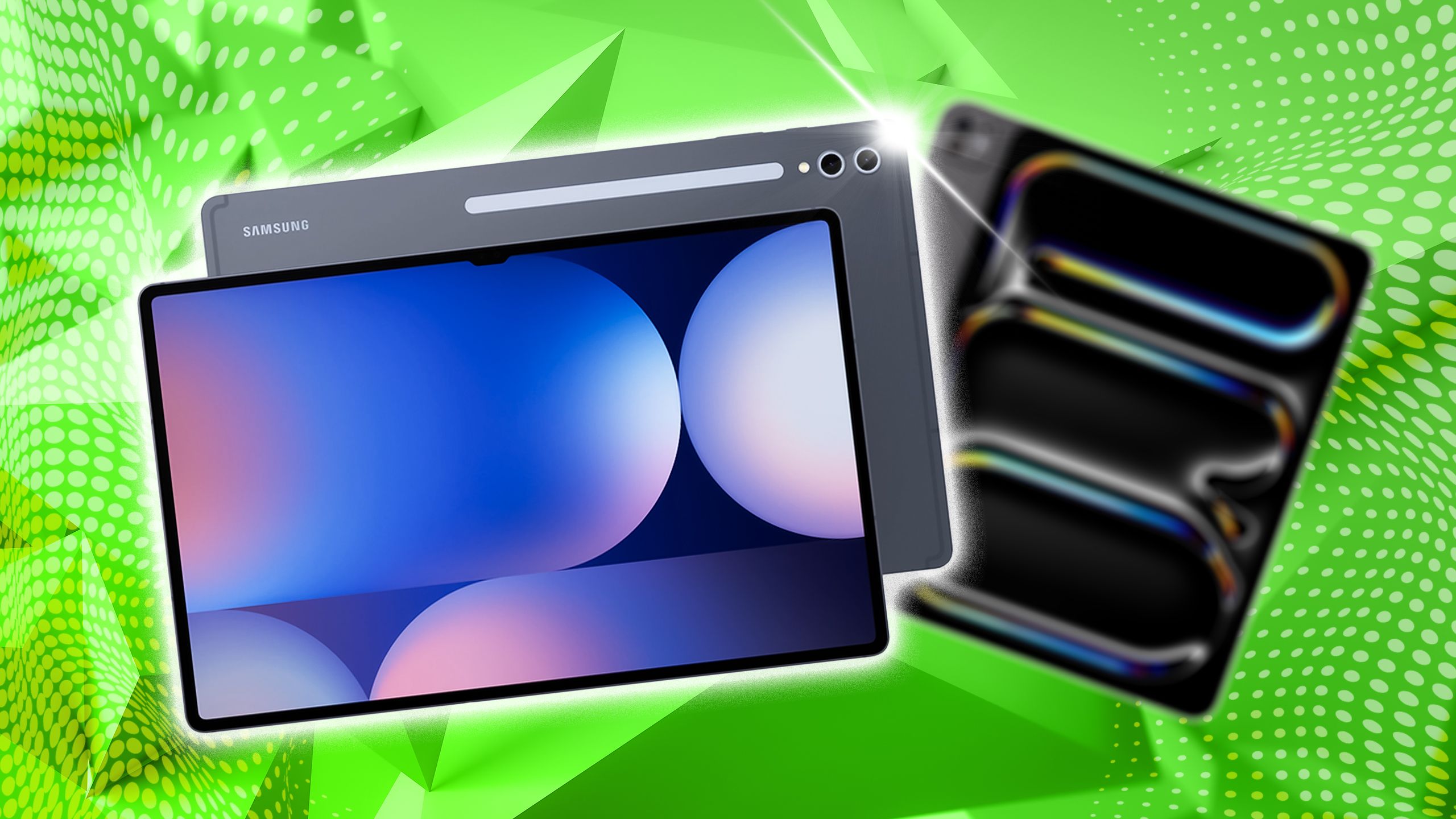 یک تبلت اندرویدی در مقابل iPad پوشانده شده است.