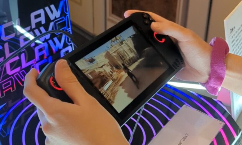 MSI Claw 7 gaming handheld at CES 2024.
