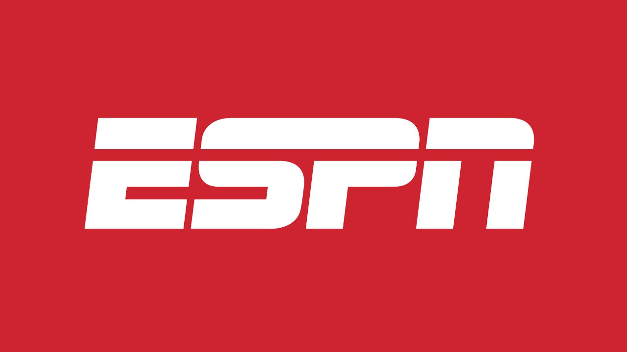 آرم ESPN در پس زمینه قرمز.