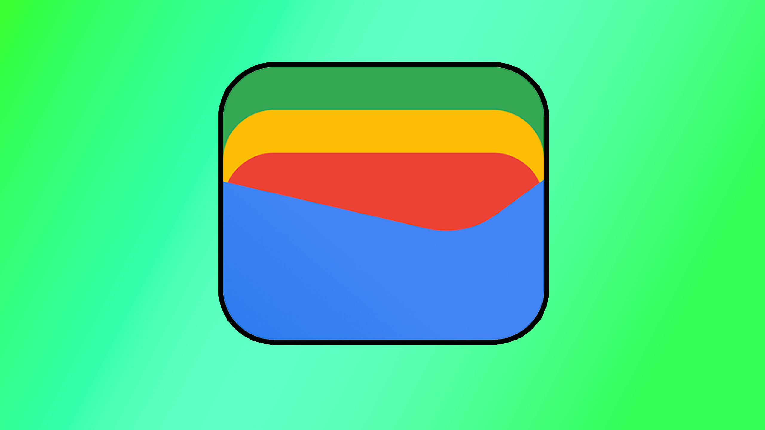 نماد برنامه Wallet Google در پس زمینه سبز.