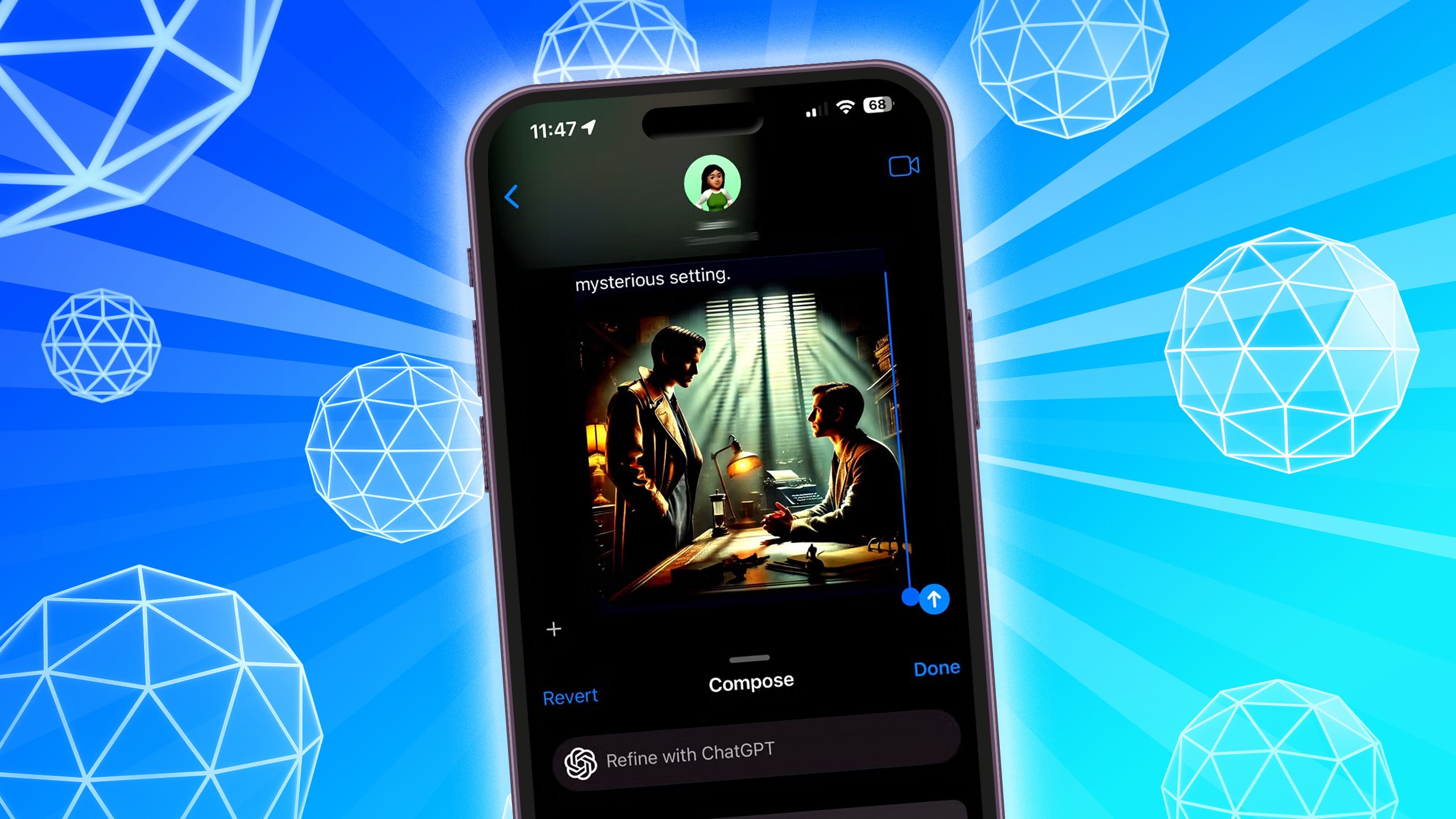 یک تصویر هوش مصنوعی در iMessage ساخته و ارسال شده است.
